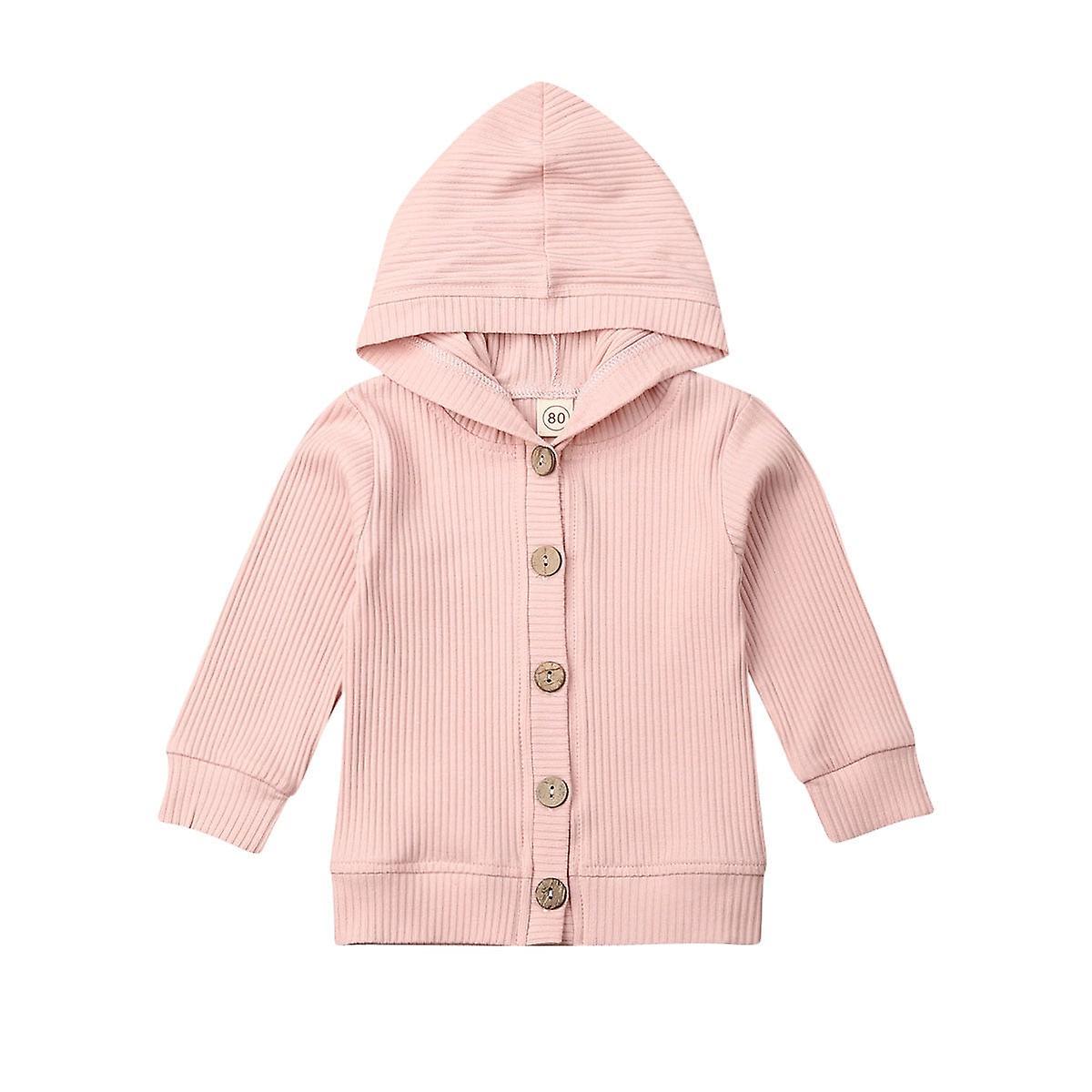 Slowmoose Baby Knitting Cardigan Autumn Warm Infant Sweaters - Long Sleeve Hooded Coat Pink 18M