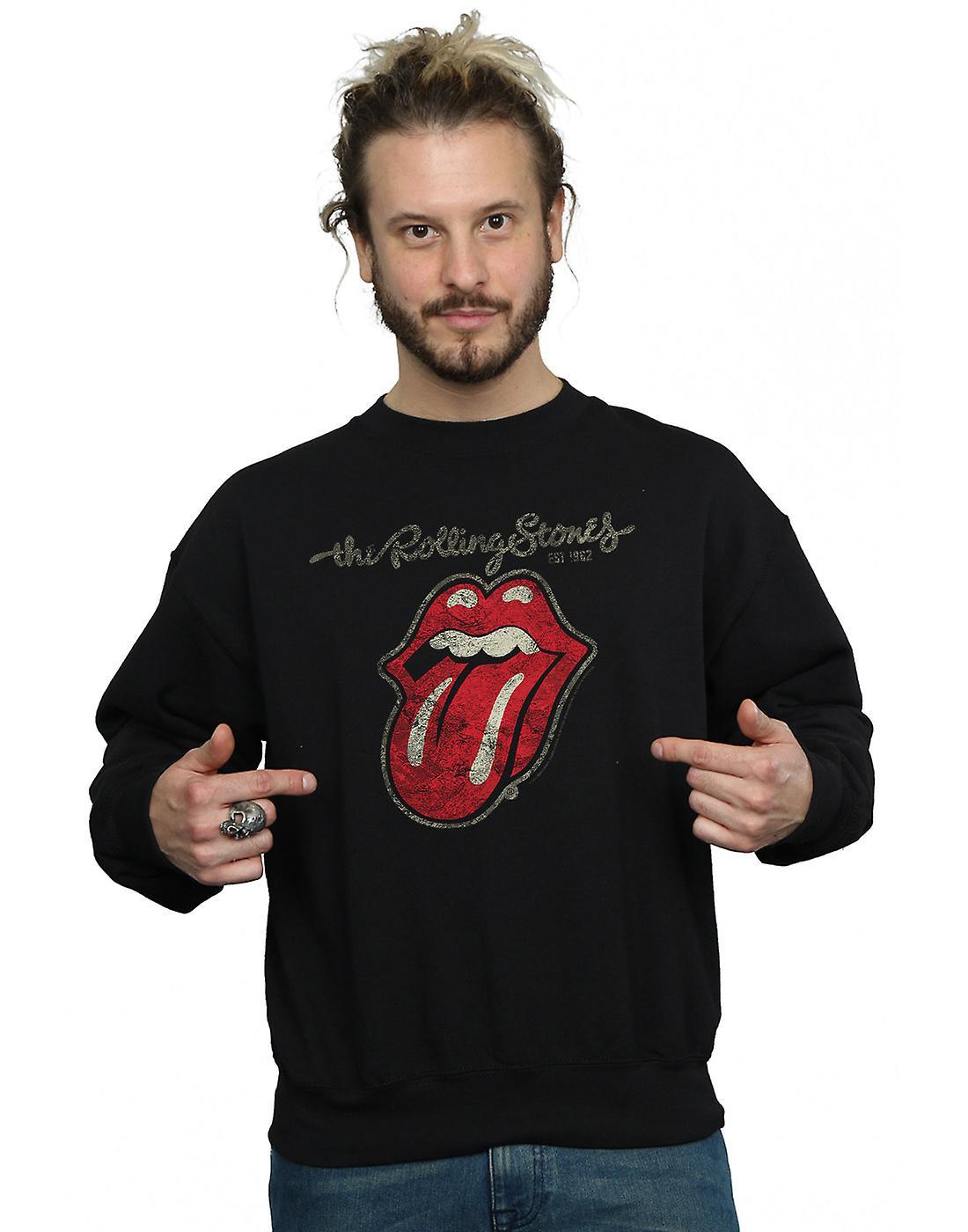 Absolute Cult Rolling Stones Men's Plastered Tongue Sweatshirt Black Medium