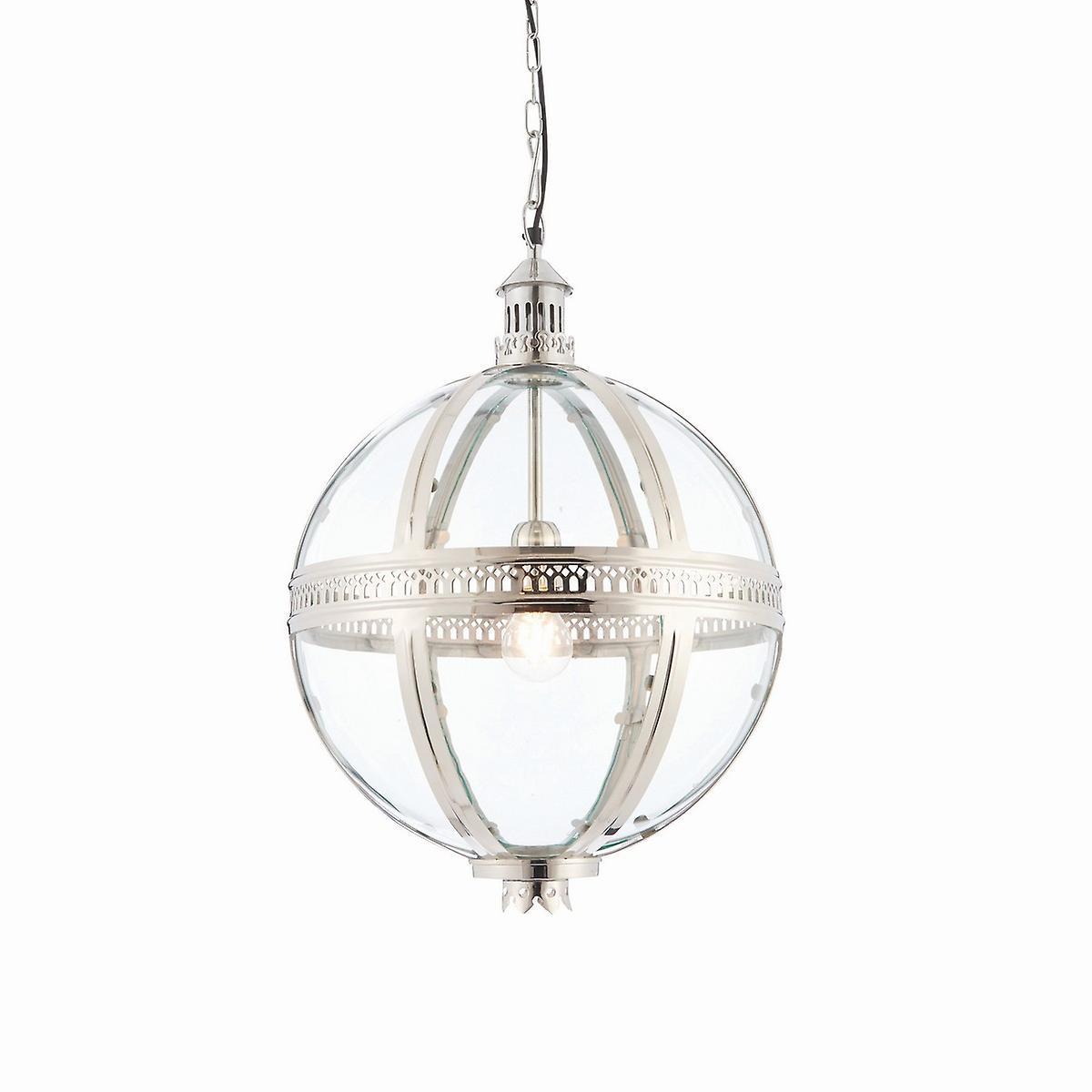 Vienna 1 Light Spherical Pendant Bright Nickel Plated On Solid Brass Glass E27