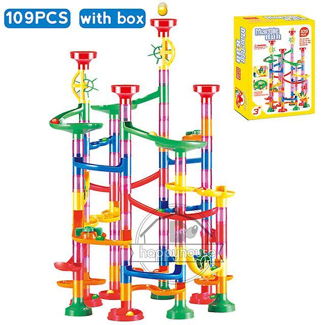 Marble Run Race Track Building Blocks Kids 3d Maze Ball Roll Toy Diy Marble Run Race Coaster Set 80/105/109/133pc Christmas Gift - Marble Runs - 10...