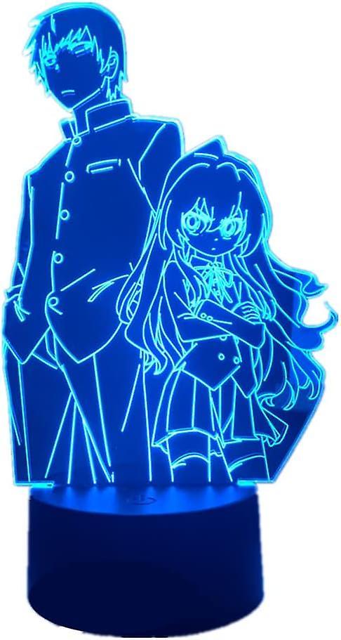 Xcy Acrylic LED Light Anime Toradora Taiga Aisaka Figure Night Light RGB 16 Colors Touch with Remote Control Bedroom Decor 3D Optical Illusion