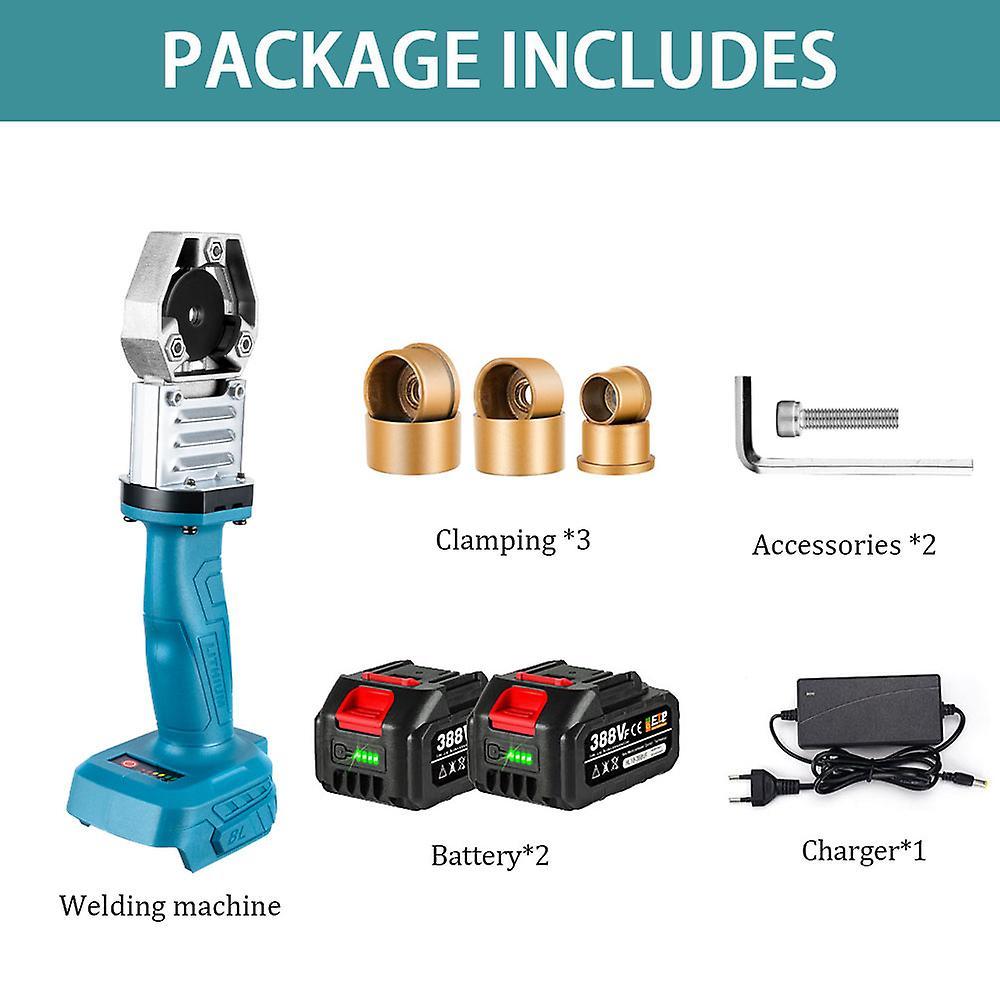 Bicaco 340 Cordless Pe/ppr Water Pipe Machine Melter Plastic Welding Machine Melting Soldering Device Rechargeable Hot Melt Machine 2 Battery Type A