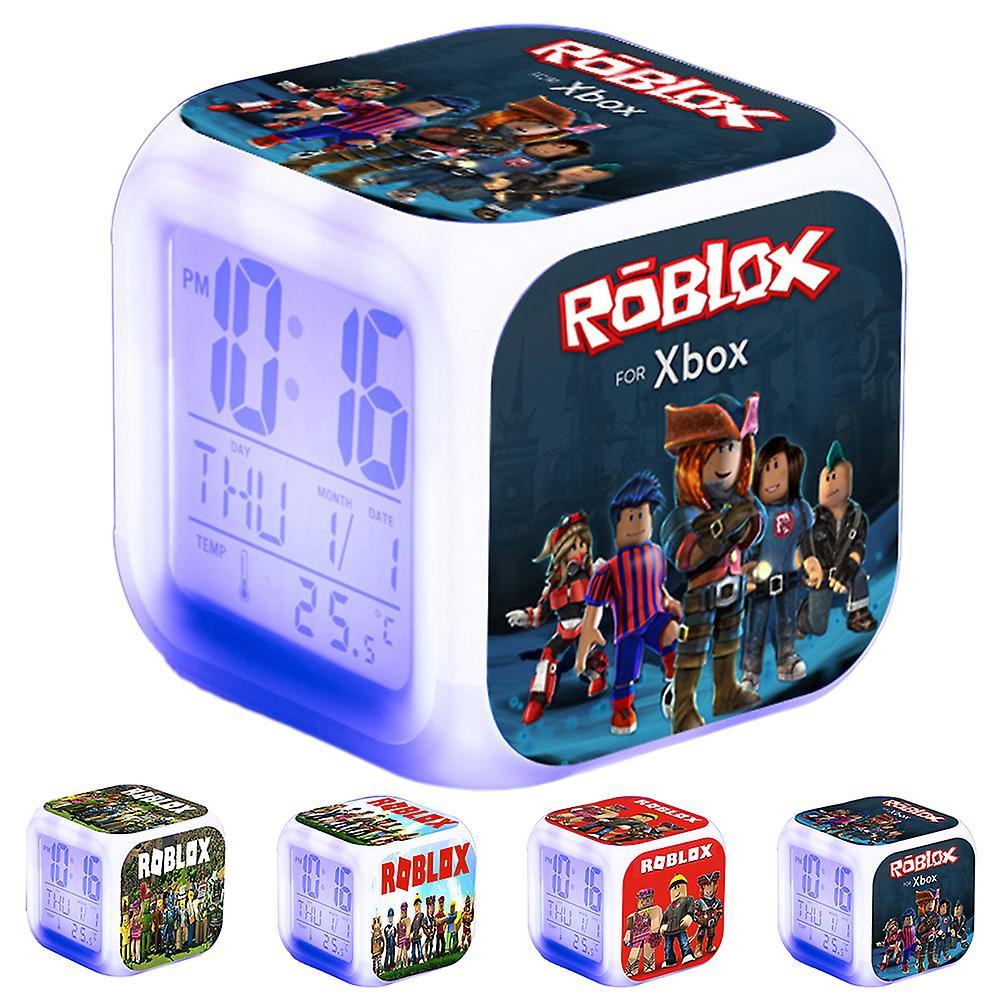 Bestdaily Roblox Print Digital Alarm Clock 7 Color Changing Game Night Light Led Display Bedside Clock Home Decor Kids Toy Gifts D