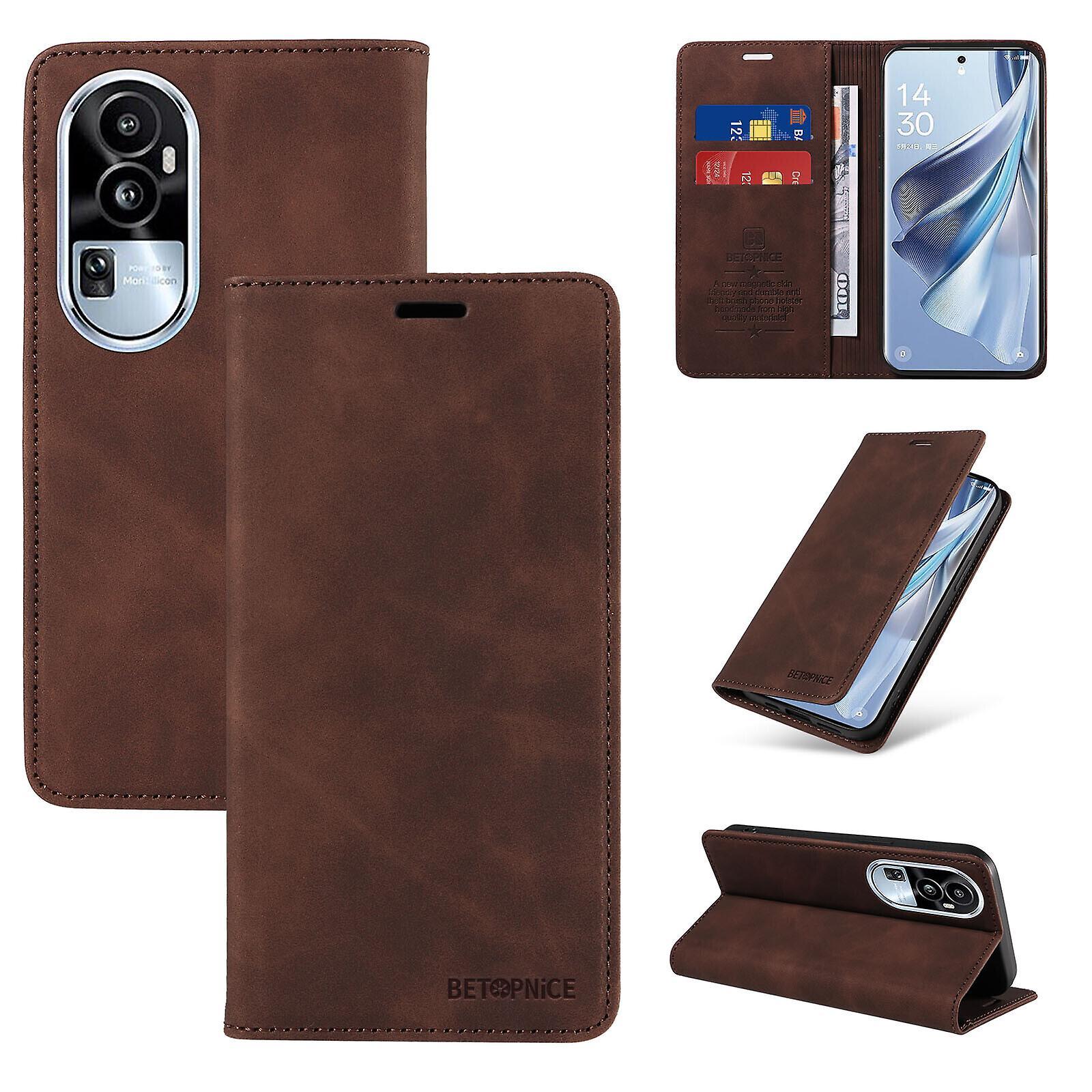 Gangxun Case For Oppo Reno 10 5g Leather Folio Wallet Magnetic Protective Cover Compatible With Oppo Reno 10 5g Case Brown