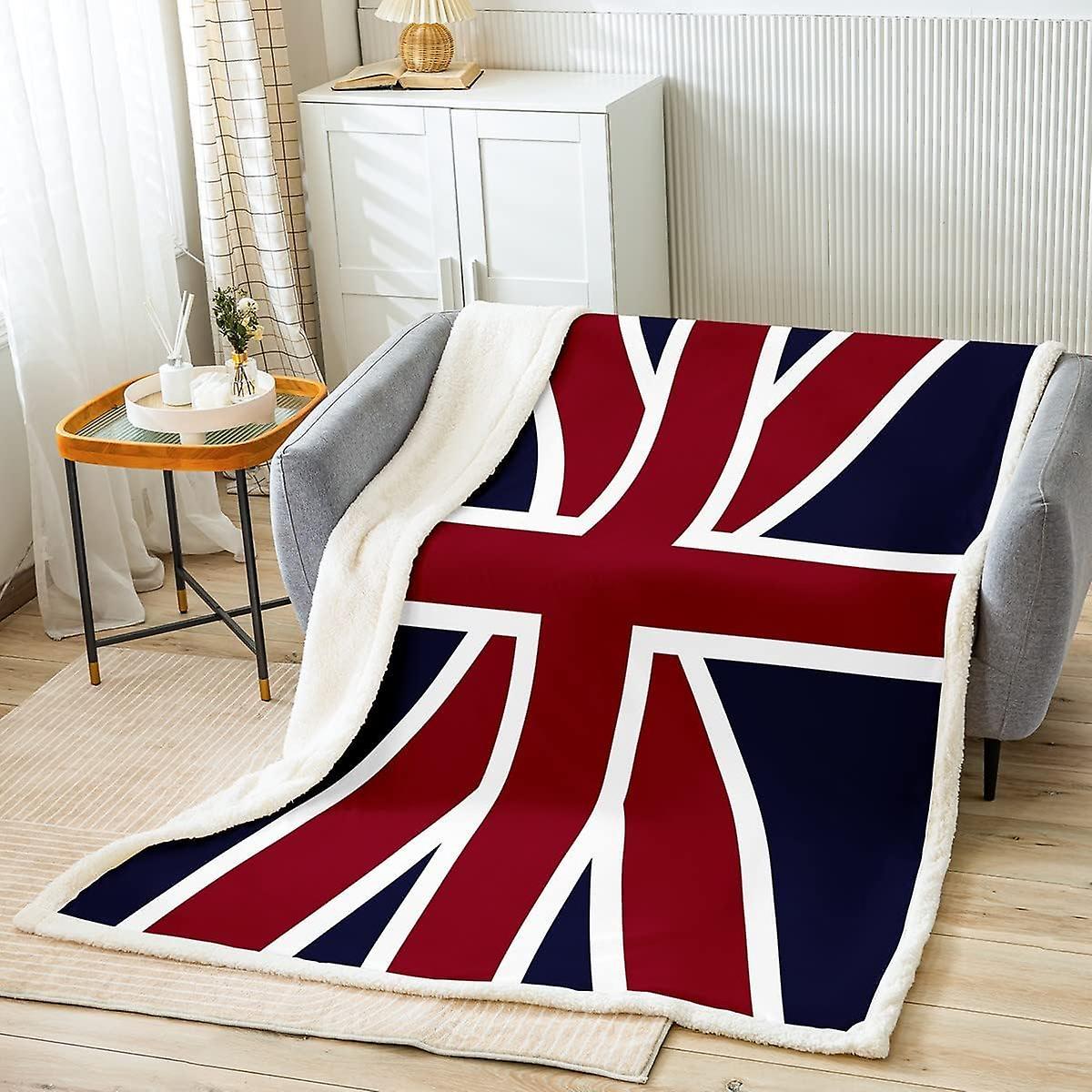 Kerota Red Navy Blue England Flag Fleece Throw Blanket British Sherpa Blanket for Kids Boys Girls Luxury Plush Blanket Soft Microfiber Fuzzy Blanke...