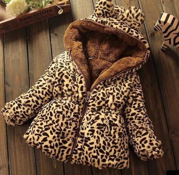 Slowmoose Winter Baby Outerwear Hooded Parkas Infant Jackets Warm Cotton Leopard Brown 24M