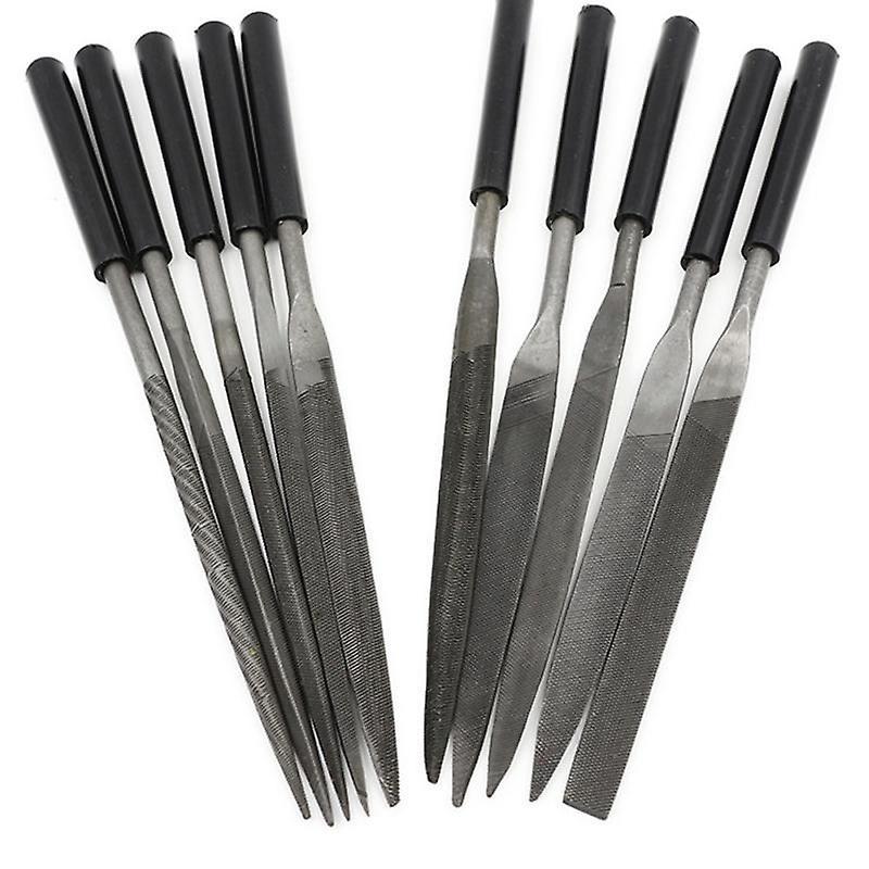 Huamade 10pcs Diamond Steel Needle File Set Files Repair Tool For Metal Glass Stone Jewelry Wood Carving Craft Tool Repair Cutting Tool 10pcs black