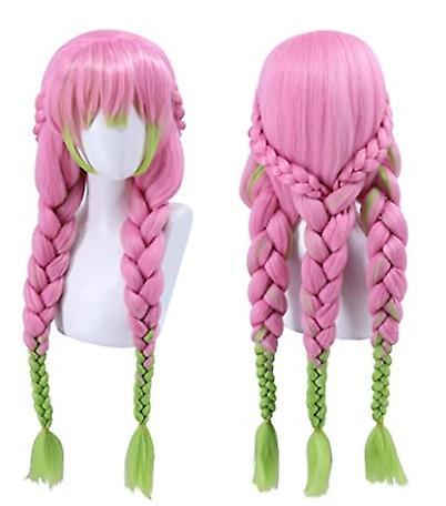 Lovvinjew Wig For Kanroji Mitsuri Cosplay For Demon Slayer Green And Pink Long Straight Br M