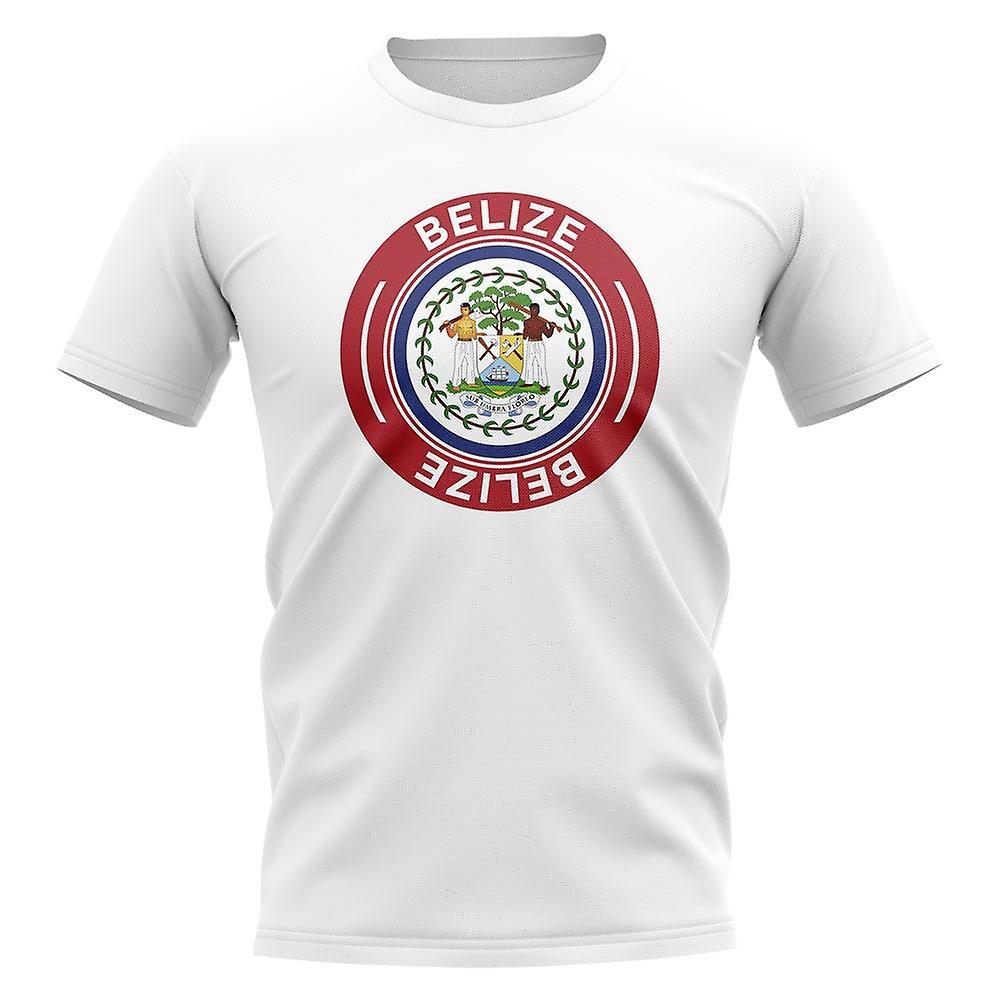 UKSoccerShop Belize Football Badge T-Shirt (White) XSW