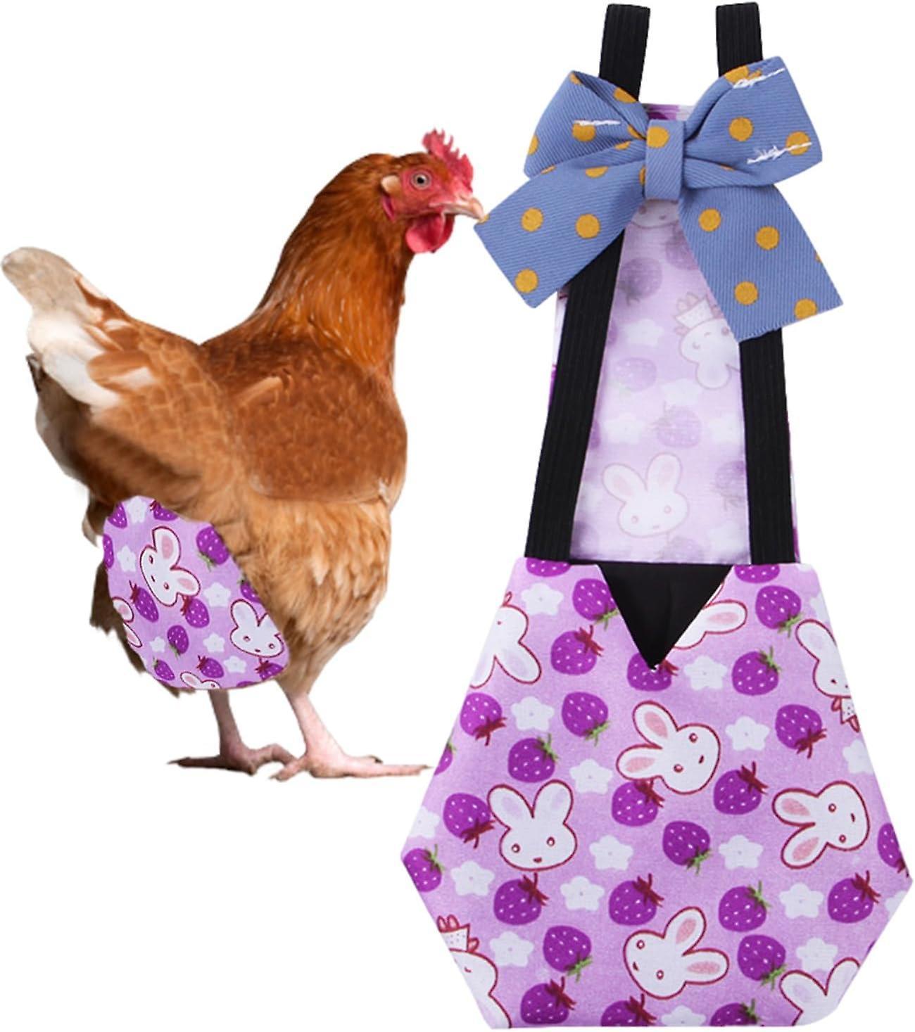 Frusde Pet Chicken Diapers Duck Diapers for Pet Ducks, Reusable Goose Clothes Washable Pet Diapers with Bow Tie for Poultry Duckling Diaper Purple L