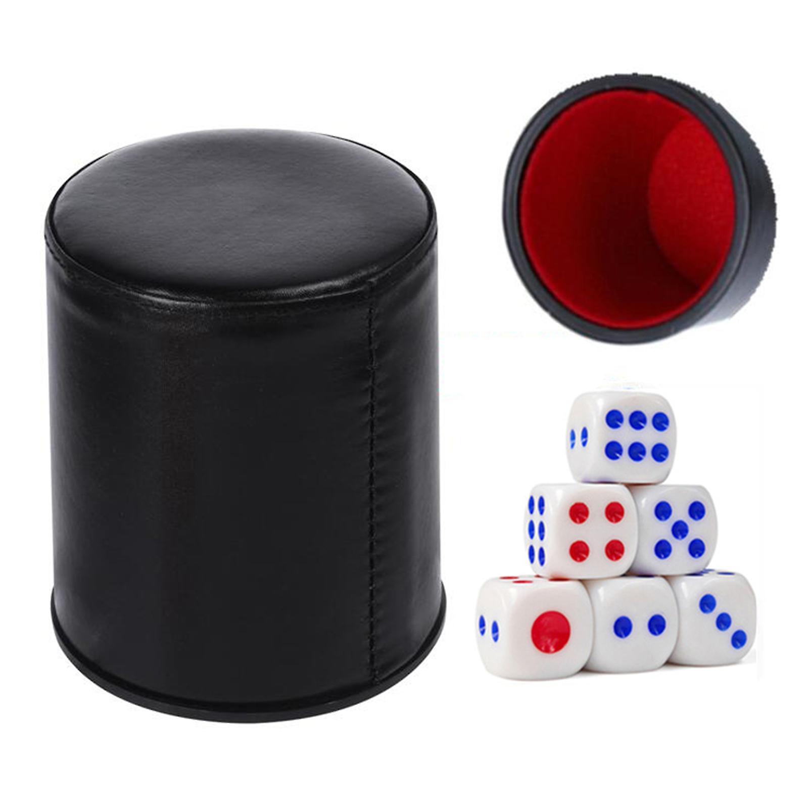 wirlsweal Dice Cup Set Silent Shaking Enjoy Noise-free Gaming with Felt Lining Large Diameter Dice Cup with Dice Black C