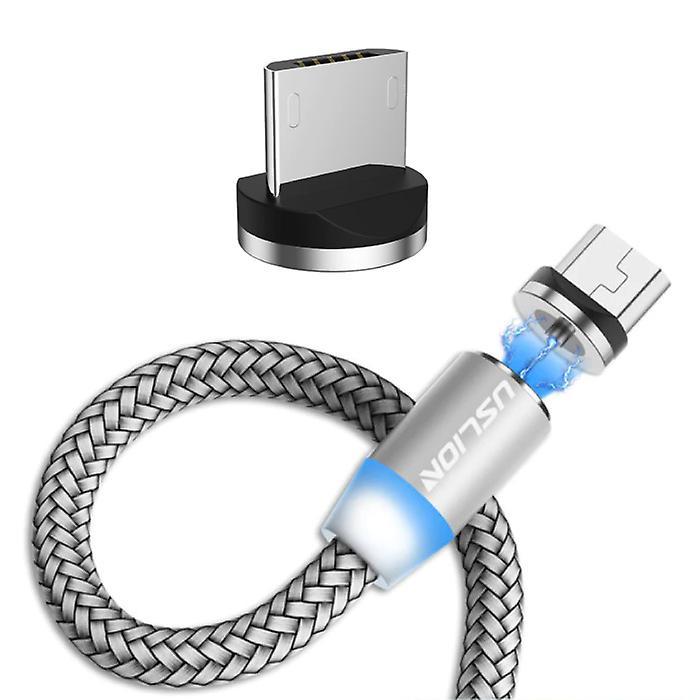 USLION Micro-USB Magnetic Charging Cable 3 Meters - Braided Nylon Charger Data Cable Android Silver