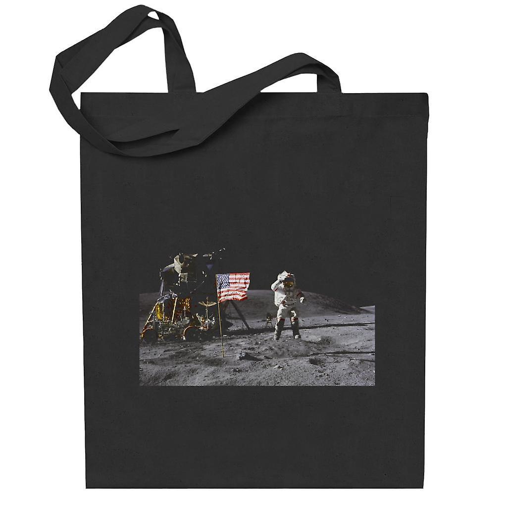 NASA John Young Moon Landing Salute Totebag Black 38 x 42 cm