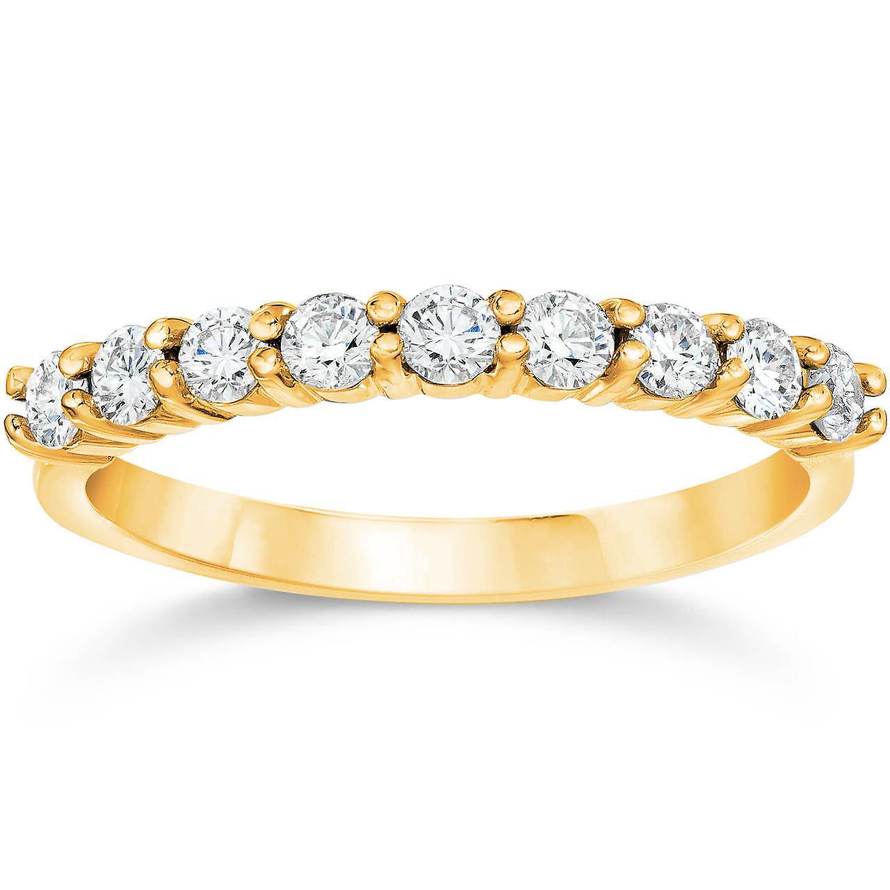 Pompeii3 1/2ct Round Diamond Prong Wedding Ring 14k Yellow Gold 5