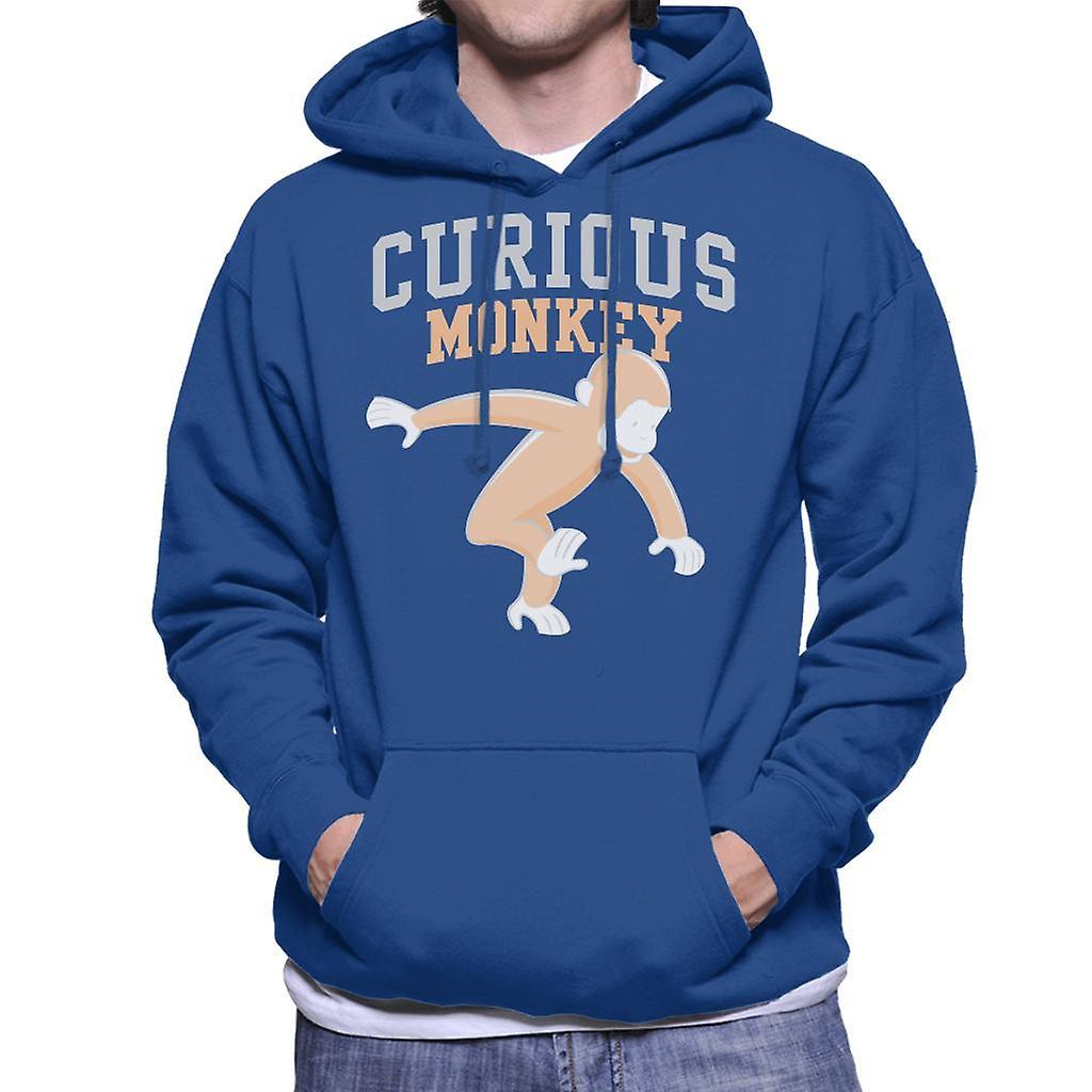 Curious George Monkey Sports Font Men's Hooded Sweatshirt Royal Blue XX-Large