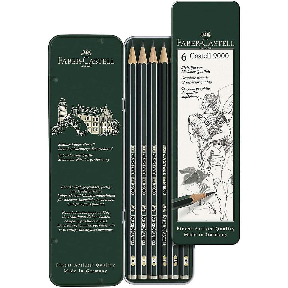 Faber-Castell Faber Castell 9000 Castell Graphite Pencil Tin Of 6