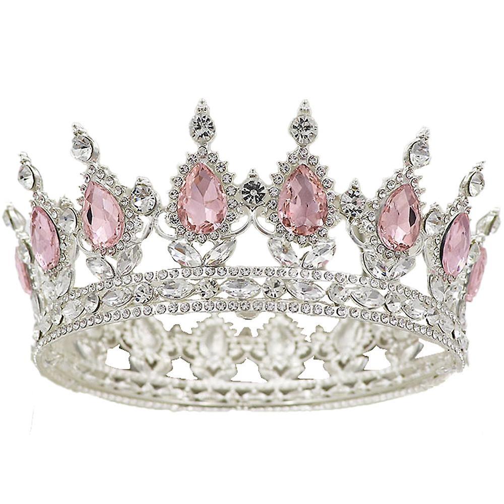 Bpjljr Crown Topper For Birthday Tiara Gorgeous Crystal Metal Crown Prom Princess Crown For Costume Headband Pink