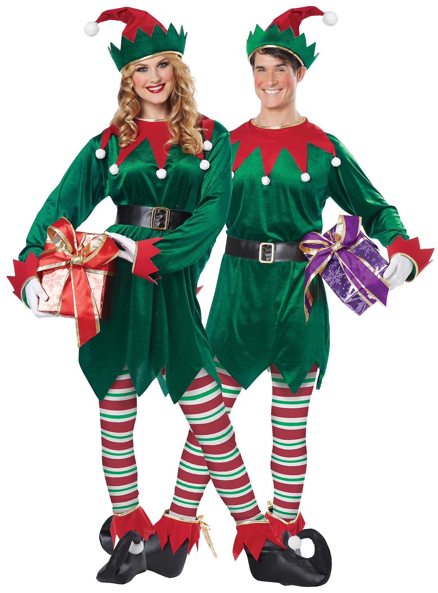 California Costume Collections Christmas Elf Santa's Helper Women Men Costume Green S/M (38-42)