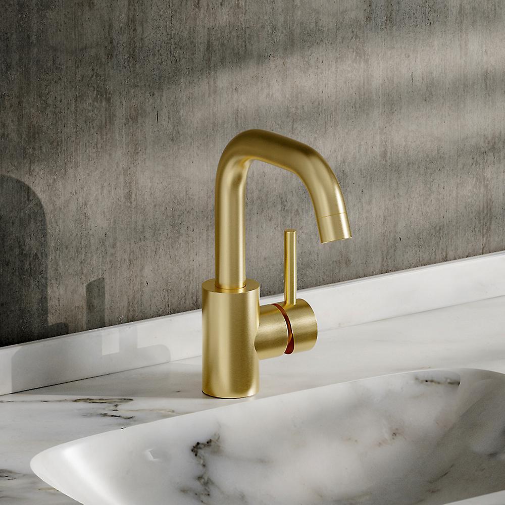 Living And Home Faucet Gold Arc Single-Handle Stainless Steel Kitchen Sink Taps with Swivel Spout 21cm