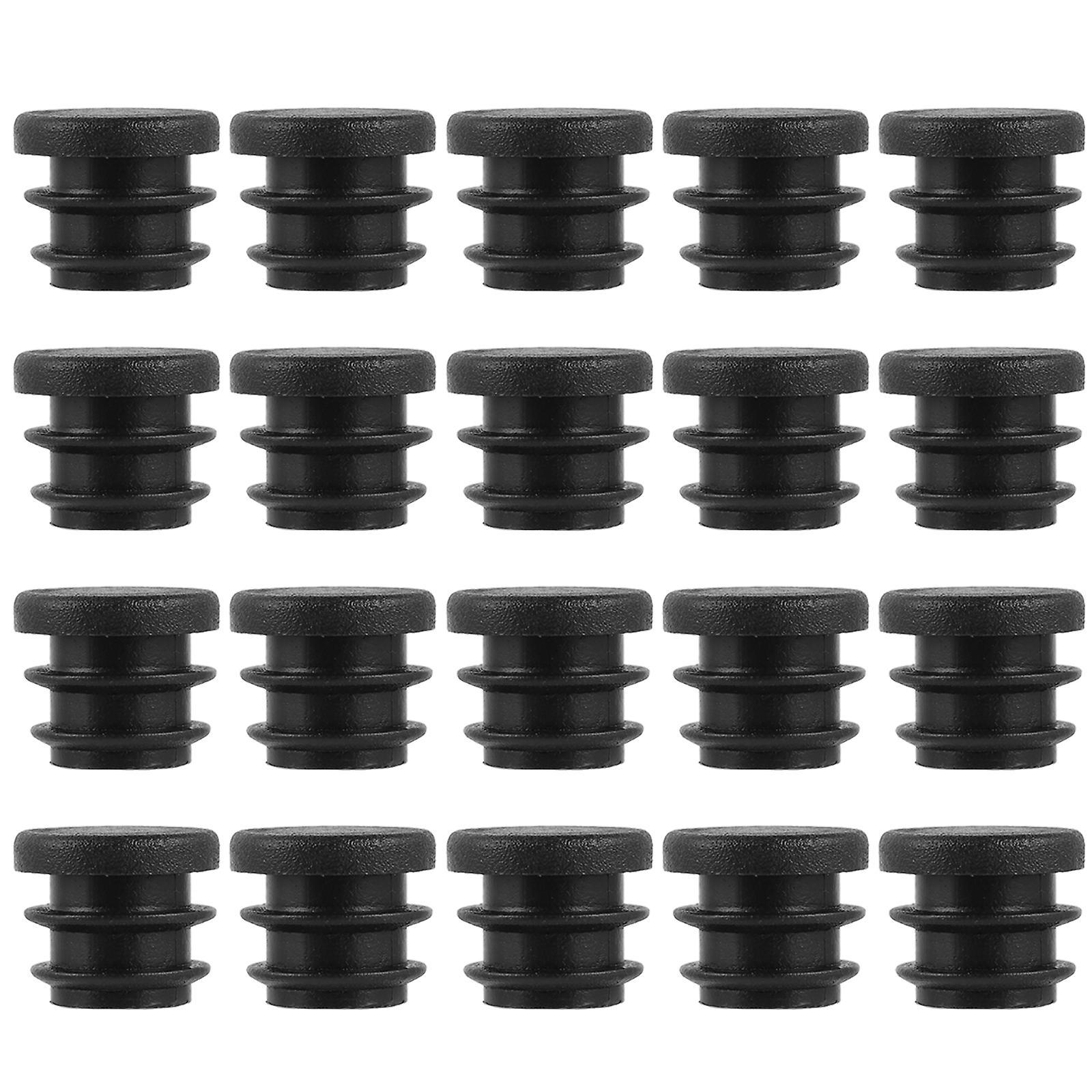 Tinksky 100pcs 25mm Round Plastic Cover Furniture Leg Plug Blanking End Caps Tube Bung Black 2.5X2.5CM