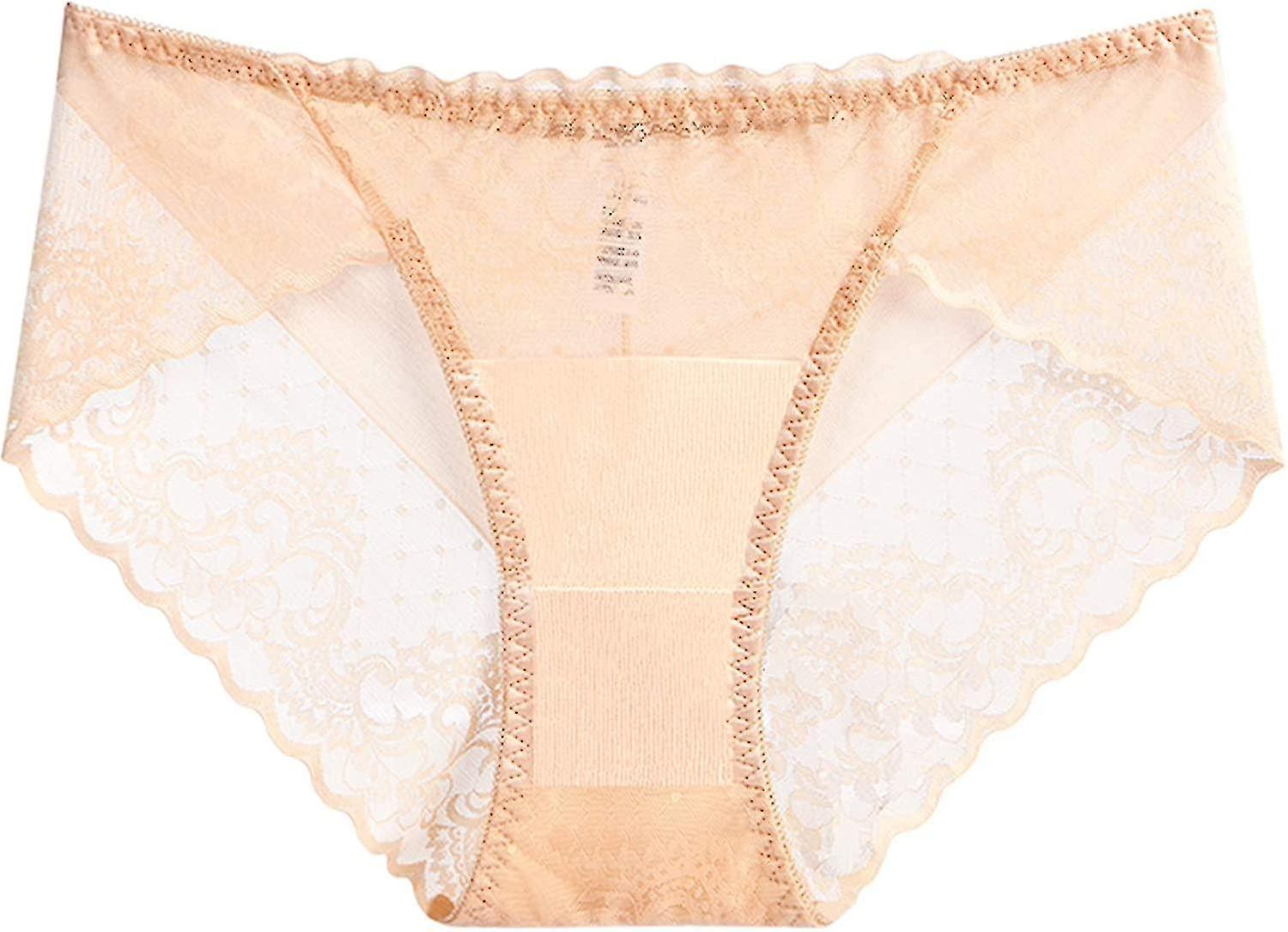 Yalo Women's Briefs Scalloped Lace Hipster Thong Panties Bow Sexy Underwear Apricot 305c X Large