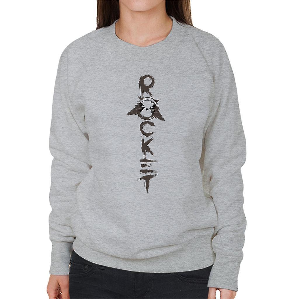 Marvel Guardians Of The Galaxy Rocket Vertical Text Women's Sweatshirt Heather Grey XX-Large