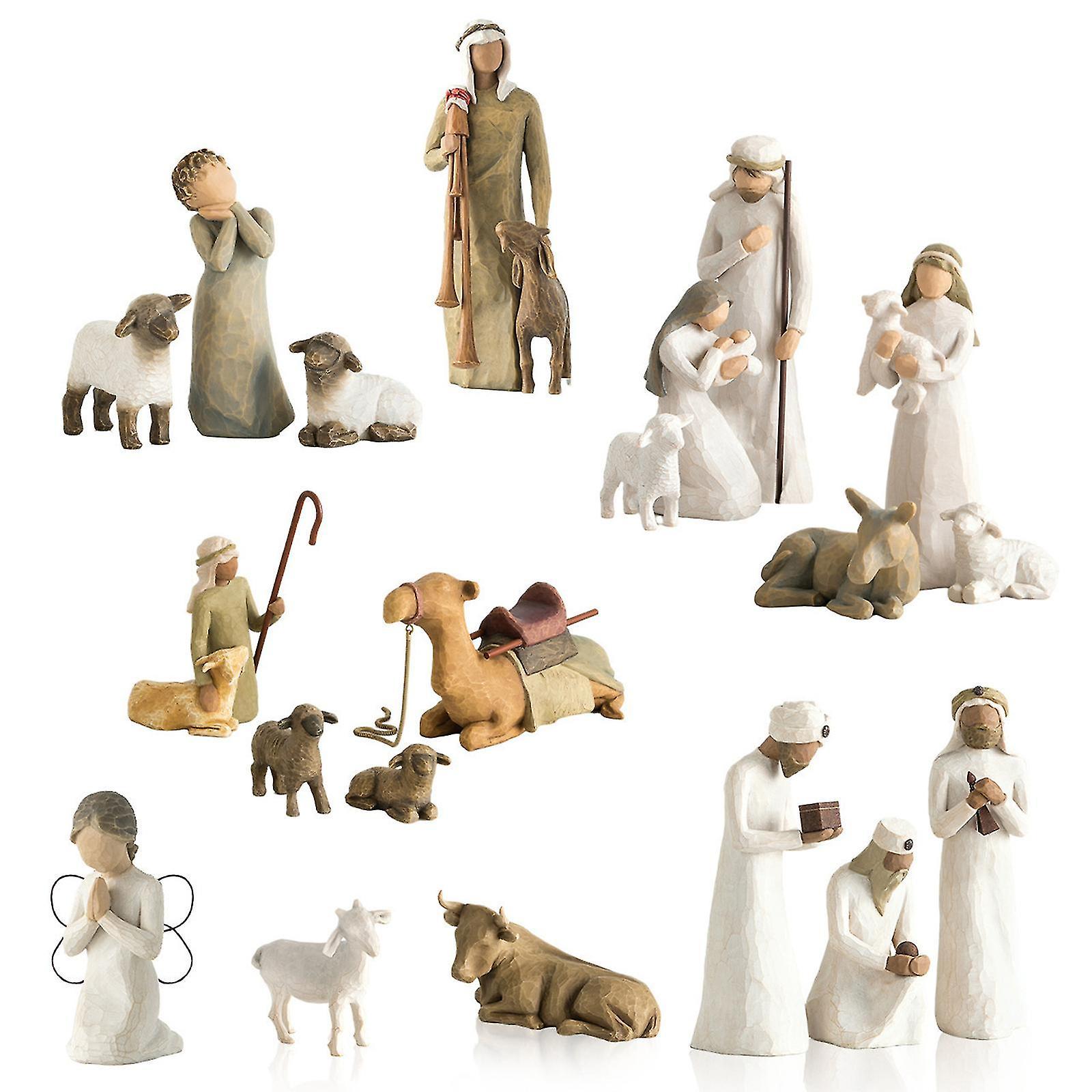 Chris 20pcs Jesus Christmas Ornament Nativity Figurines Set Tabletop Scenes Figures Nativity Scene Home Decor For Christmas Supplies