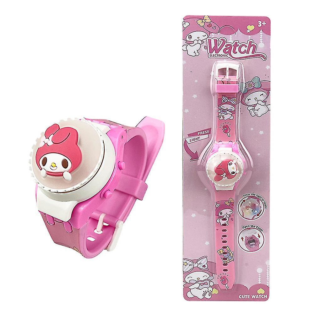 Snngv Hello Kitty Kuromi Melody Cinnamoroll Sanrio Cartoon Flashing Light 3d Glow Up Digital Watch Kids Spinning Top Flip Cover Watches Girls Xmas ...