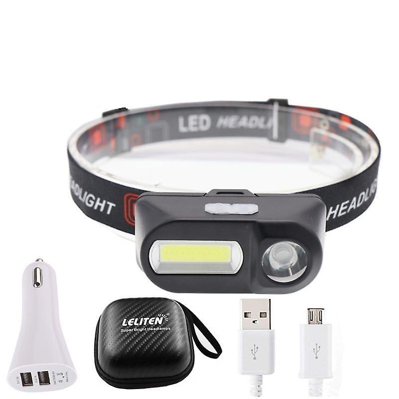 Slowmoose Portable Mini Xpe+cob Led Headlamp -usb Rechargeable, For Camping Have 1x18650 Battery