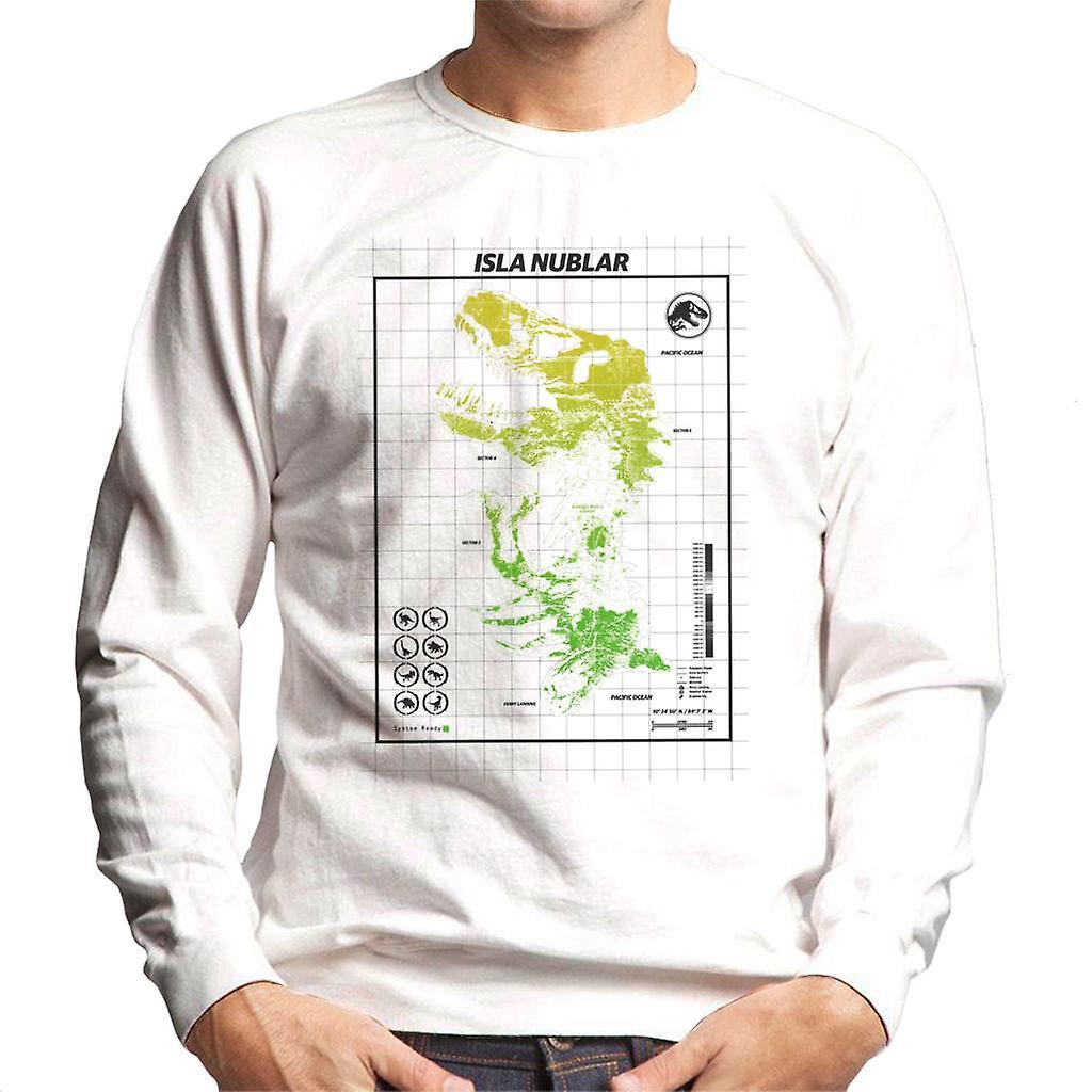 Jurassic Park Isla Nublar T Rex Map Men's Sweatshirt White XX-Large