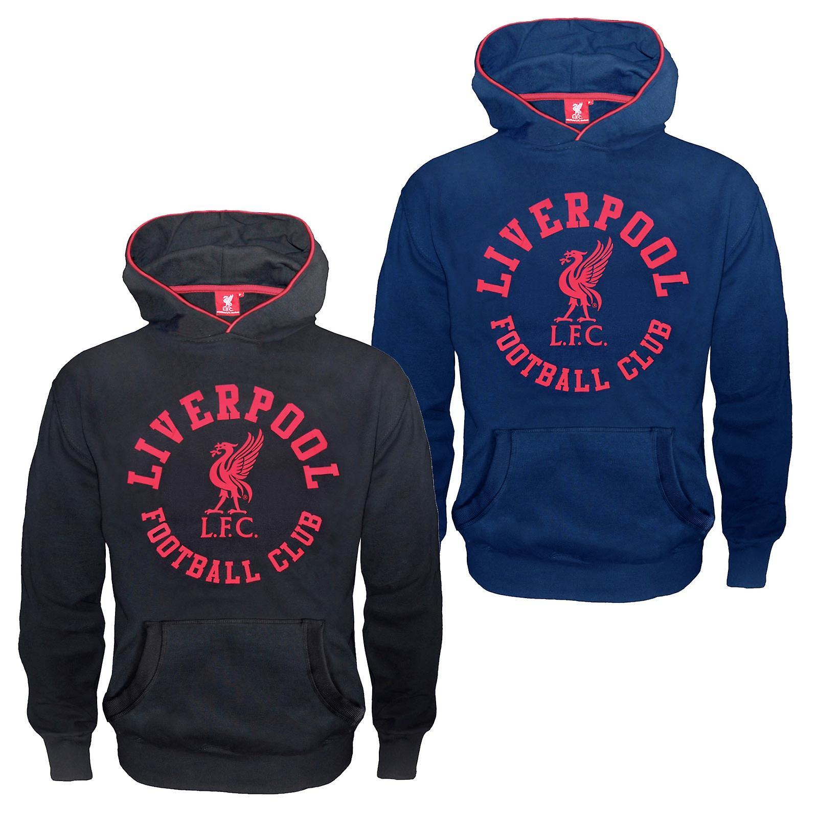 Liverpool FC Boys Hoody Fleece Graphic Kids OFFICIAL Football Gift Navy Blue 8-9 Years