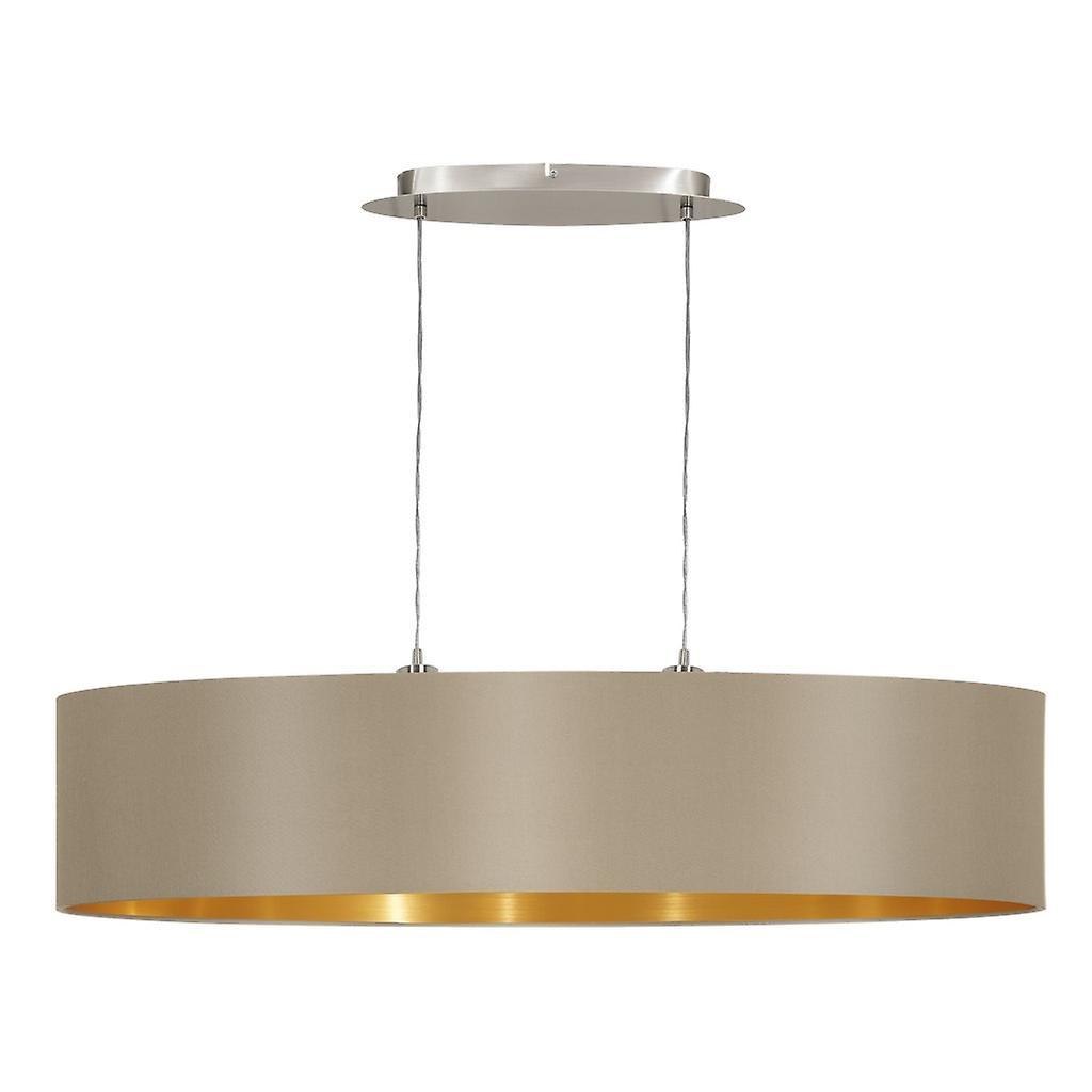 Eglo Lighting Maserlo 2 Light Oval Ceiling Pendant Bar Light Satin Nickel Taupe, E27