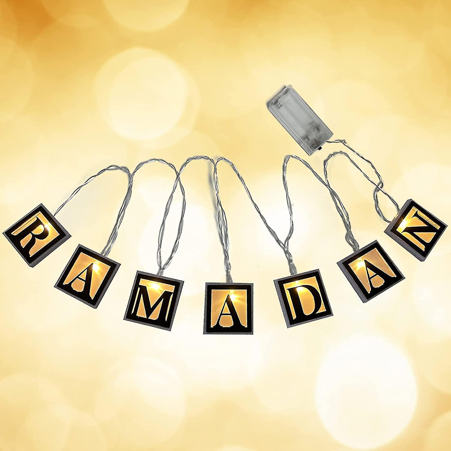 Tianzun Ramadan Lights, Ramadan String Lights Eid Mubarak Decorations Ramadan Night Light Battery Operated Muslim Event Party Square B