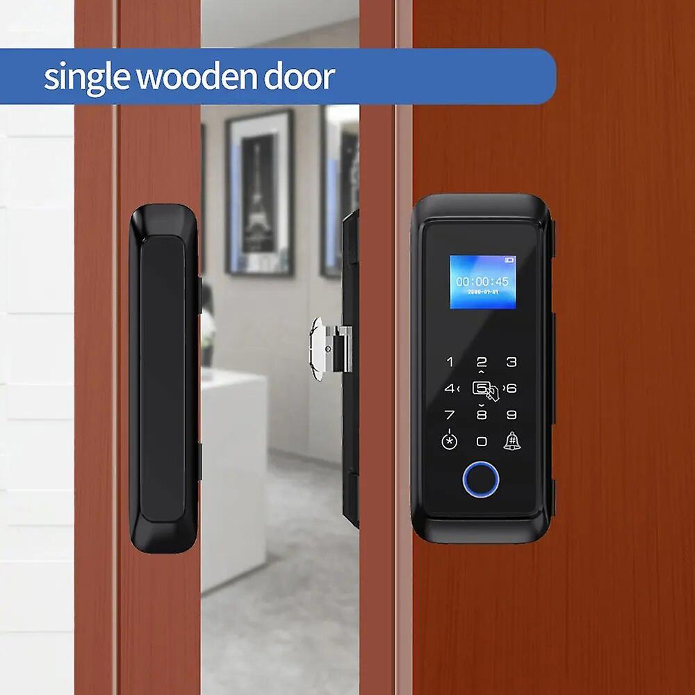 Jhshop Smart Glass Door Lock Password Bluetooth Tuya & Smartlife Fingerprint / App / Ic Card / Password Unlock For Office / Store single wooden door