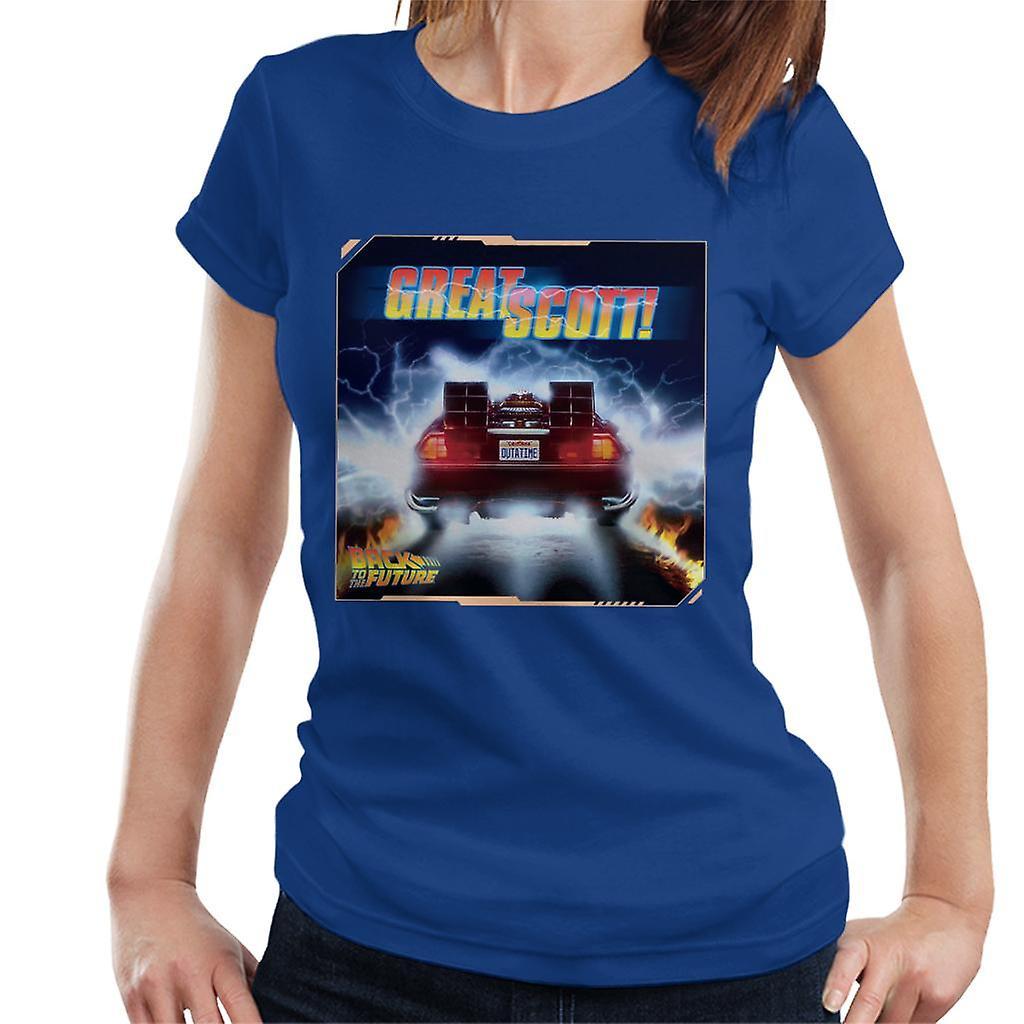 Back to the Future Delorean Great Scott Women's T-Shirt Royal Blue XX-Large