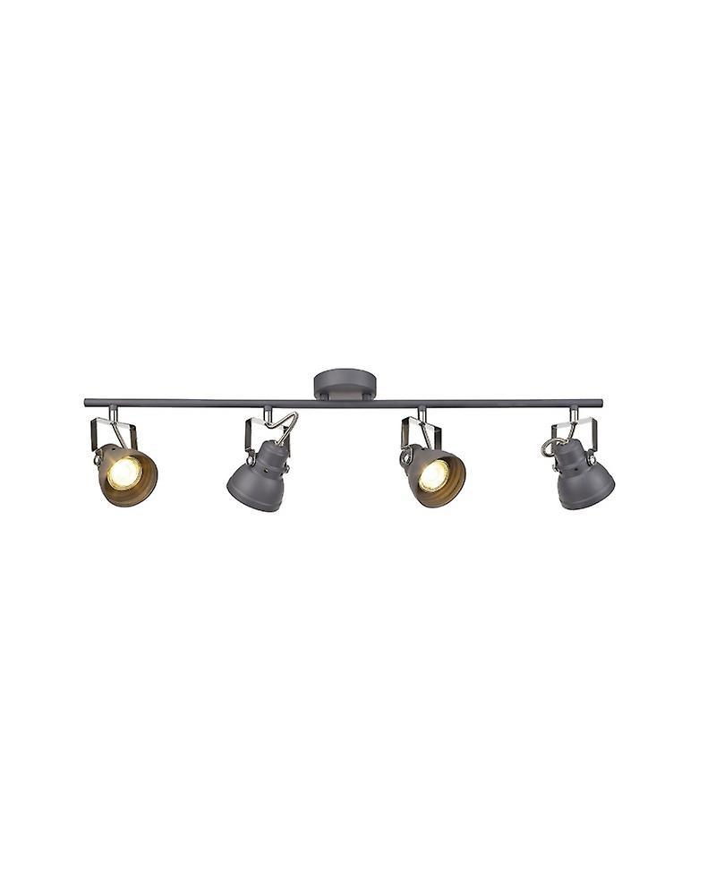 Volani Doyle Adjustable Bar Spotlight, 4 X Gu10 (max 10w Led), Matt Grey/polished Chrome