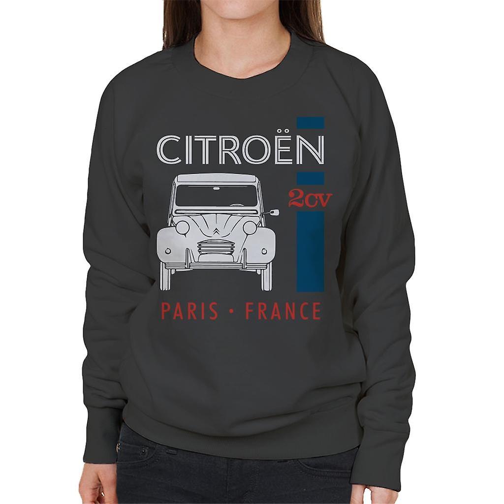 Citro�n Citroen White 2CV Paris France Single Stripe Women's Sweatshirt Charcoal Medium