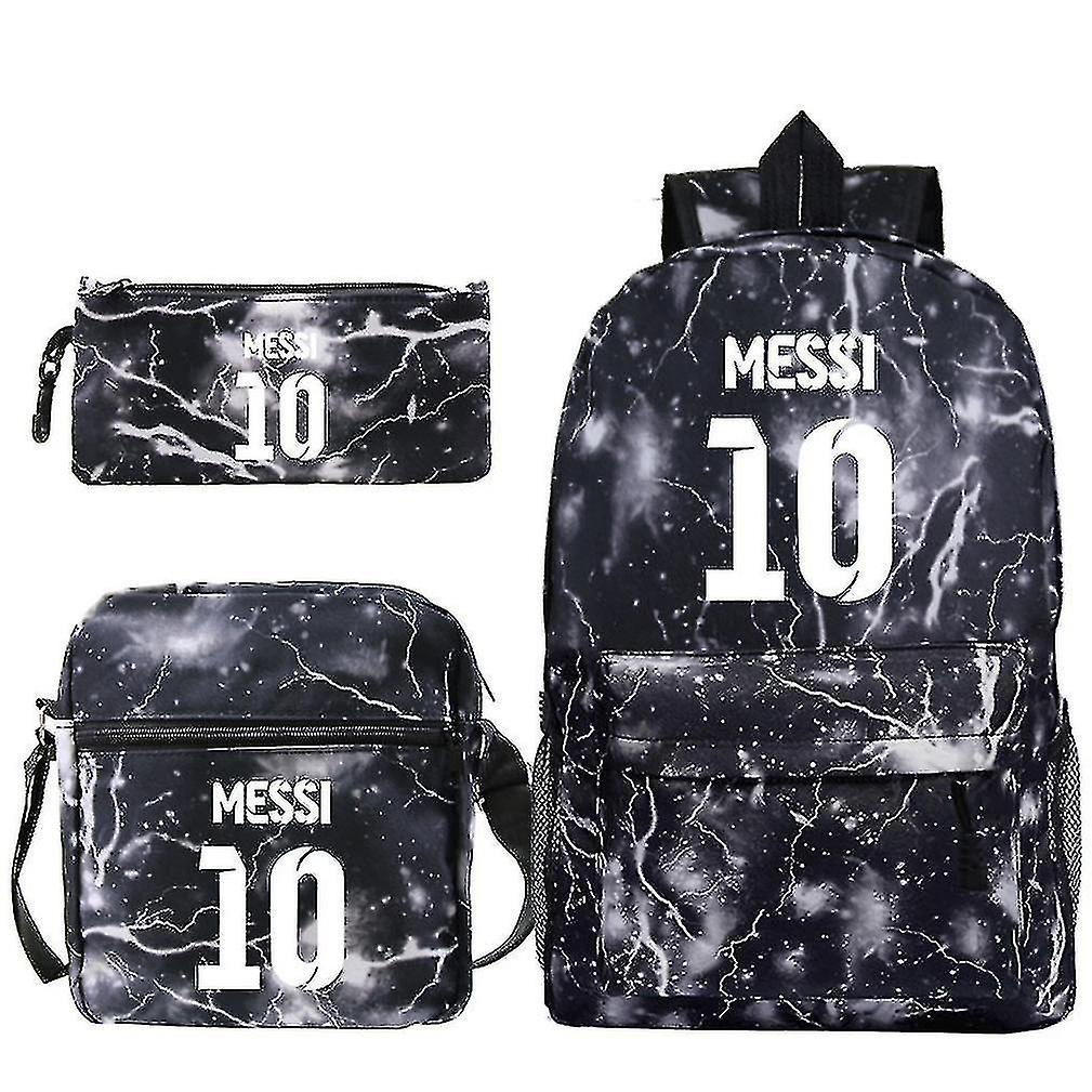 Exsha 3pcs/set Lionel Messi School Bag Printed Satchel Backpack With Pencil Bag Messenger Bag