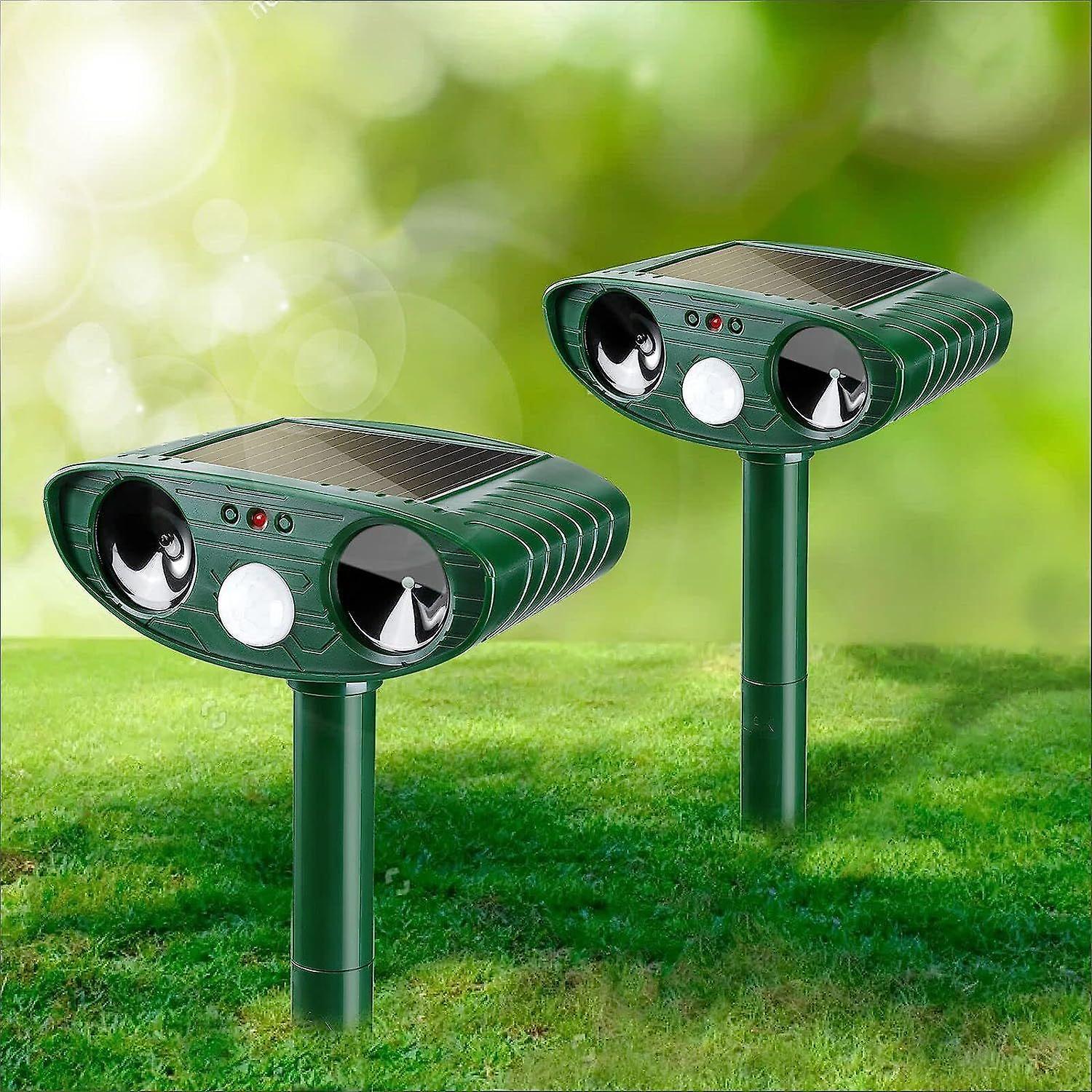 Asygv 2 Pack Solar Animal Repellent Outdoor Solar Animal Repeller Ultrasonic Pest Repeller to Keep Rats, Squirrels, Deer, Raccoons, Skunks, Rabbits...