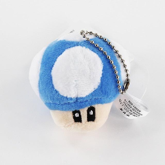 Slowmoose Super Mario Bros Mushroom Plush Keychain/pendant Toy deep blue 6cm