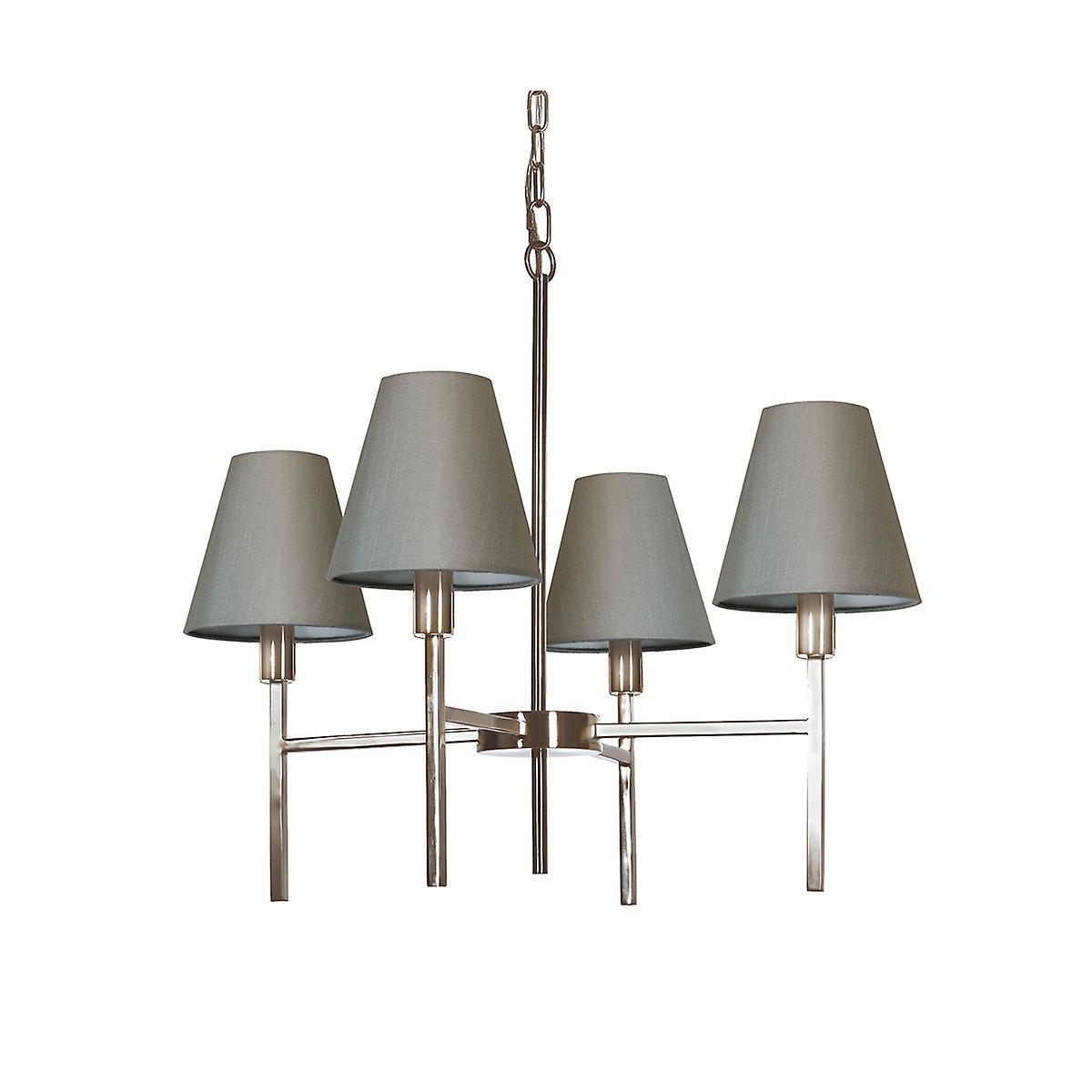 Elstead Lighting Lucerne 4 Light Pendant Chandelier with Grey Shade