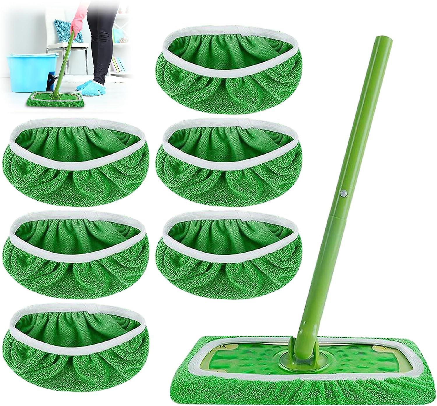 Frusde 6pcs Reusable Microfiber Mop Pads For Swiffer Sweeper Mop, Dry Sweeping Cloths & Wet Mopping Cloths For Mopping Floors