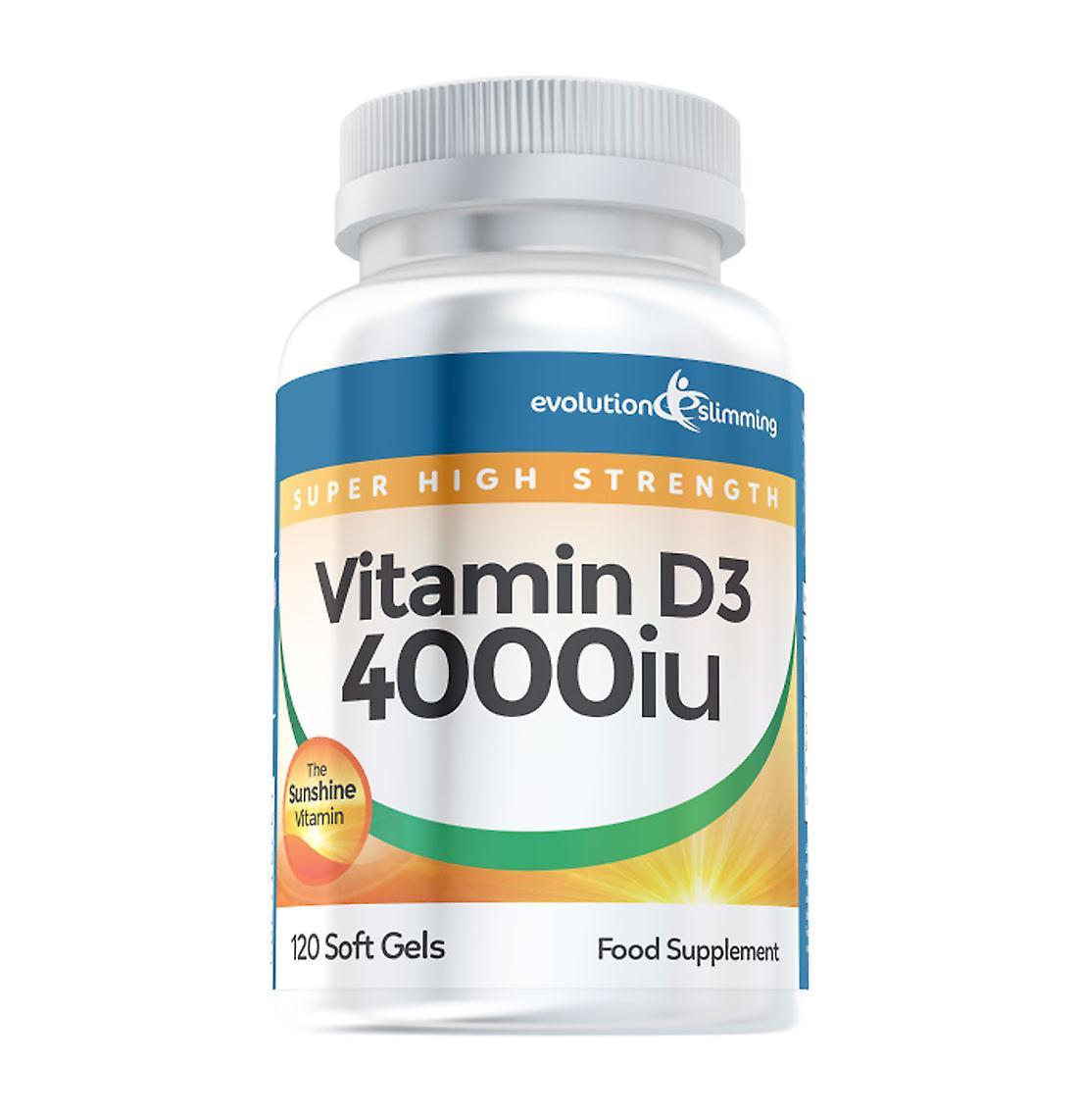 Vitamin D D3 4,000iu Super Strength Soft Gels - 120 Soft Gels - 120 Soft Gel Capsules - Vitamin Supplement - Evolution Slimming