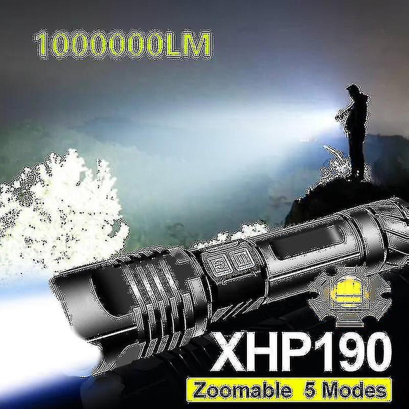 Hono Xhp190 Led Flashlight Usb Rechargeable Tactical Flashlight 18650 Torch