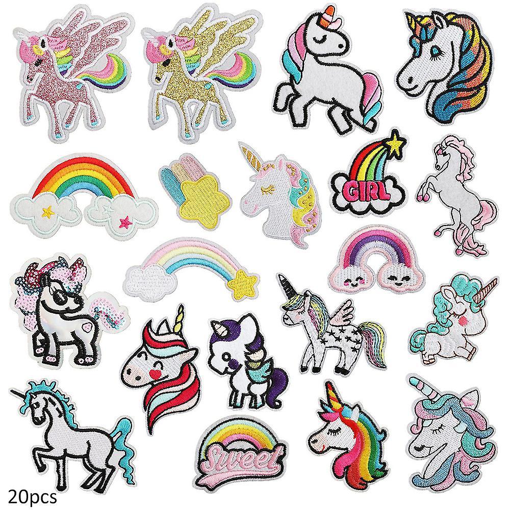 Shakub Cartoon Unicorn Embroidered Patches Sew On/iron On Patches Decor Applique For Clothes,hat,diy Accessories 20pcs