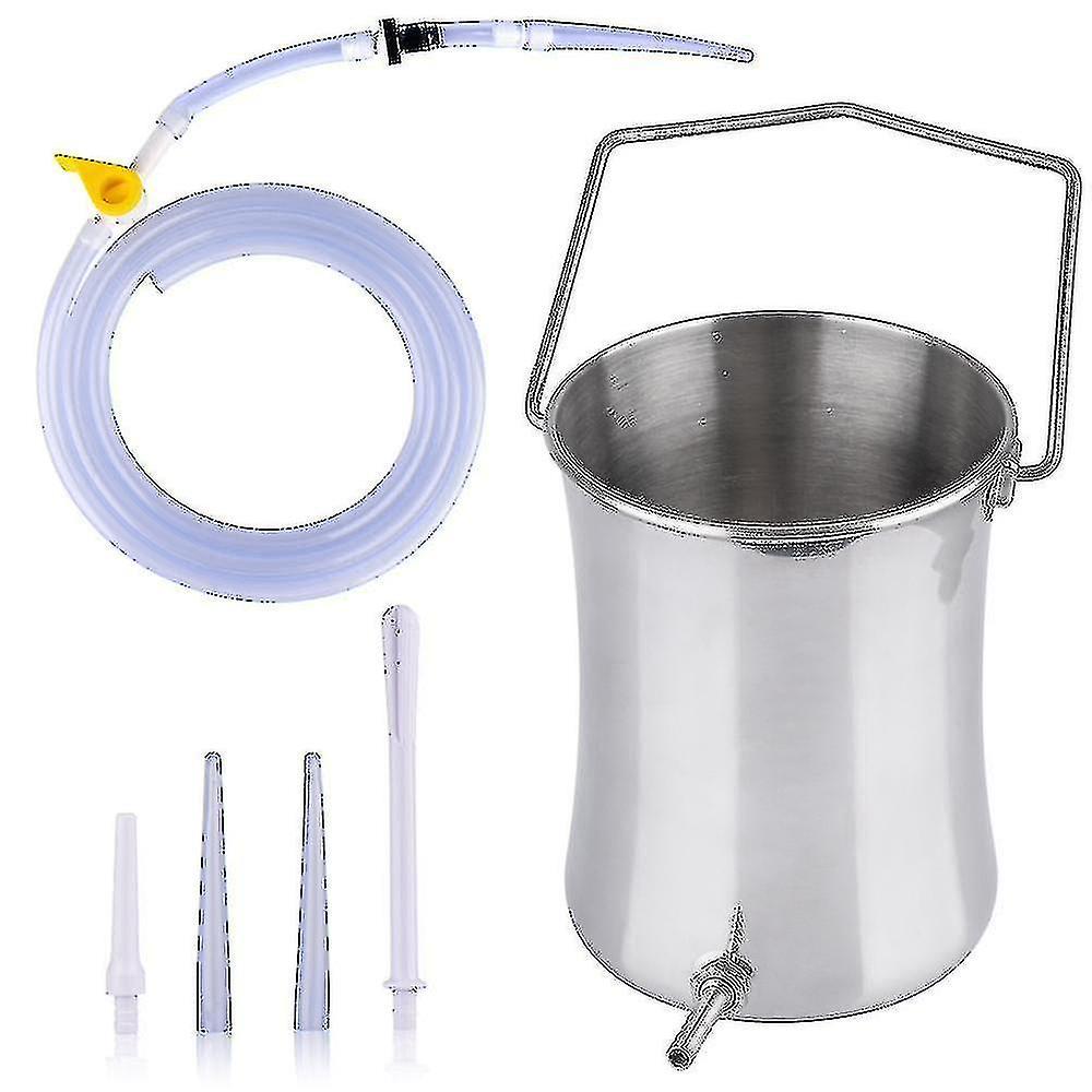 Wassup 2L Nontoxic Enema Bucket Kit For Colon Cleansing Reusable Medical Grade Silicone Tubing Detox Enema Kit With 4 Nozzle_