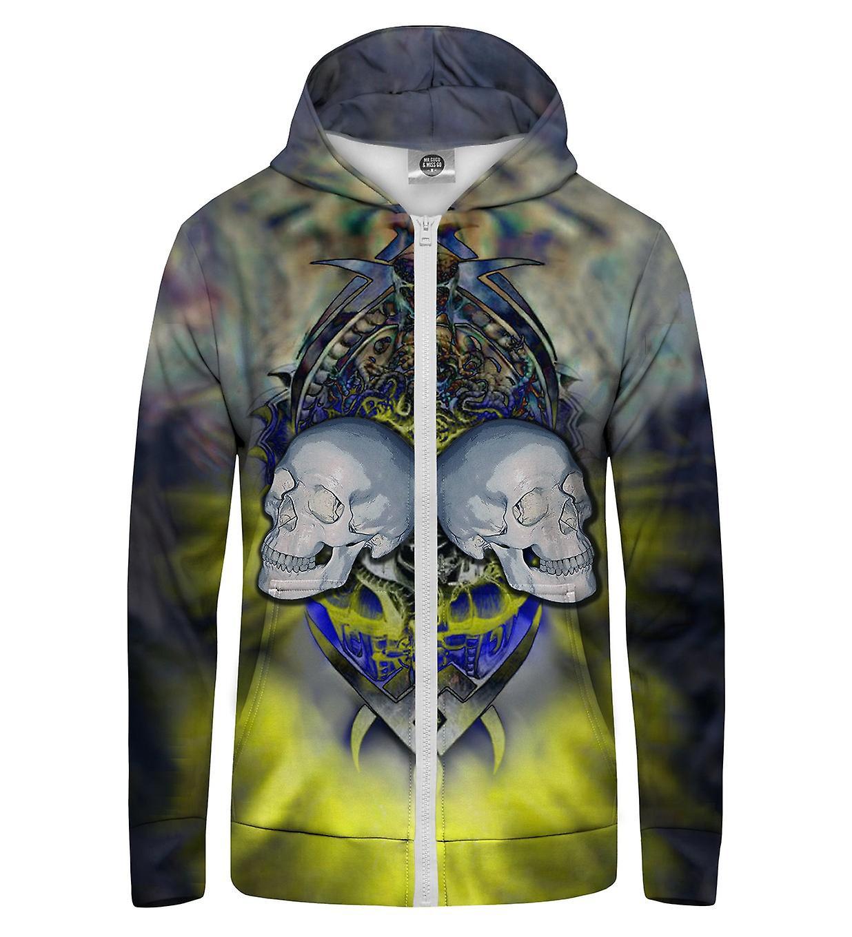 Mr Gugu & Miss Go Mr. GUGU & Miss GO Two Skulls Hoodie Kangaroo Zip Up green S