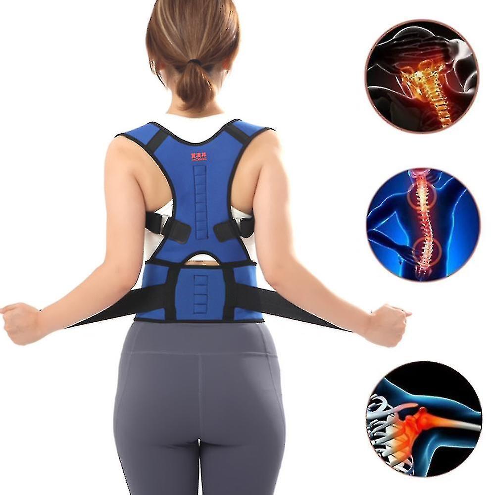 Back Support Brace Posture Corrector Strap Waist Spine Brace Posture Orthopedic Belt -ACGIV Blue XXL