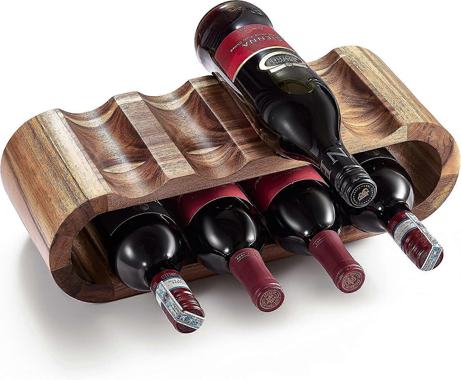 Mintian Free Standing Acacia Wood Wine Rack Storage, 8 Wine Bottle Holder Stand, Wine Shelf Organizer, Perfect for Home Dcor and Wine Gifts