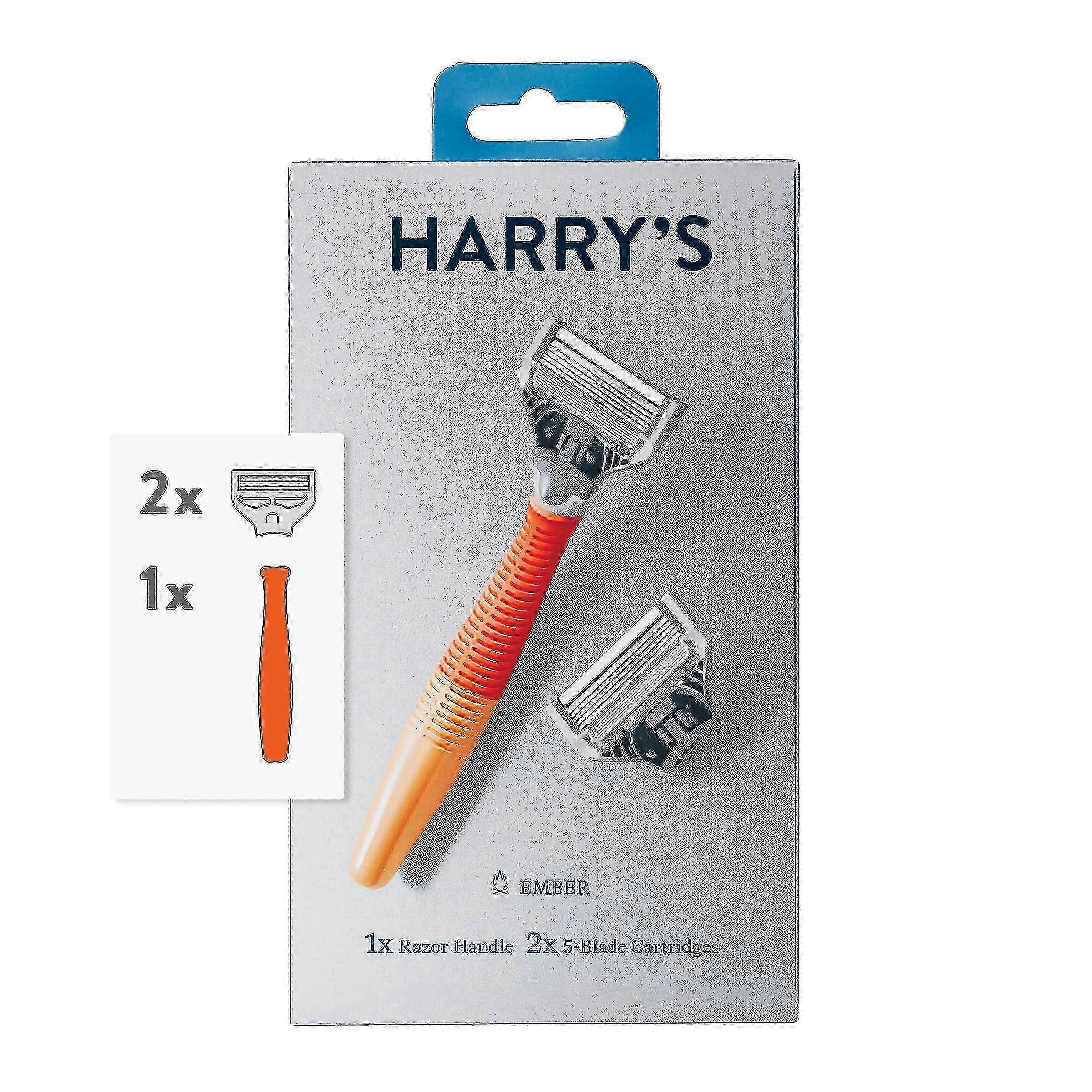 Harry's Men's Razor, Bright Orange Handle And 2 Razor Blade Refills, 1 Kit